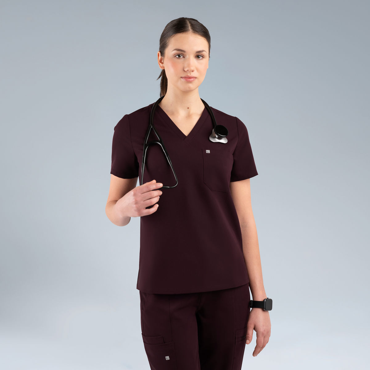 Calypso Womens Scrub Top Plum Noir