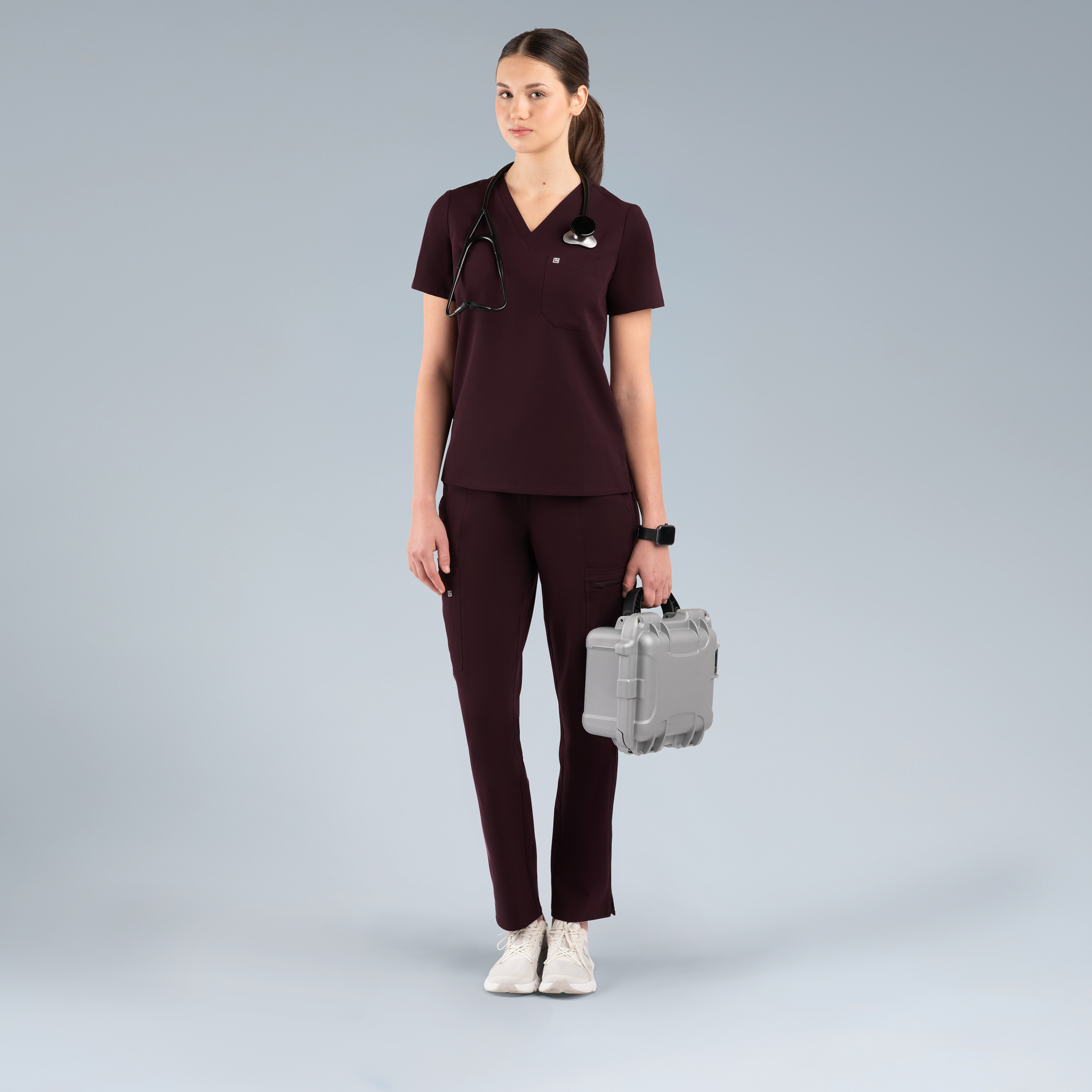 Calypso Womens Scrub Top Plum Noir