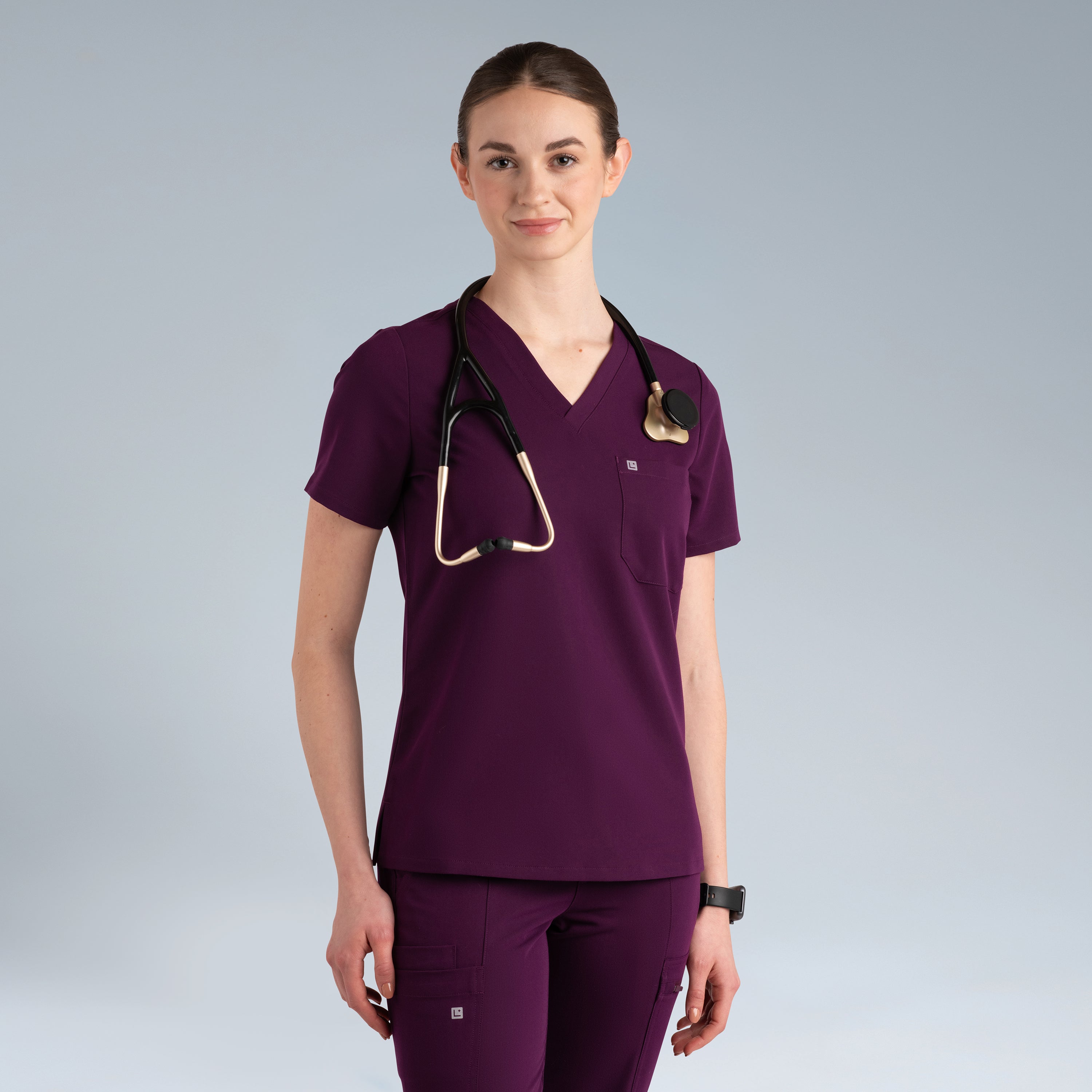Calypso Womens Scrub Top Purple Wine