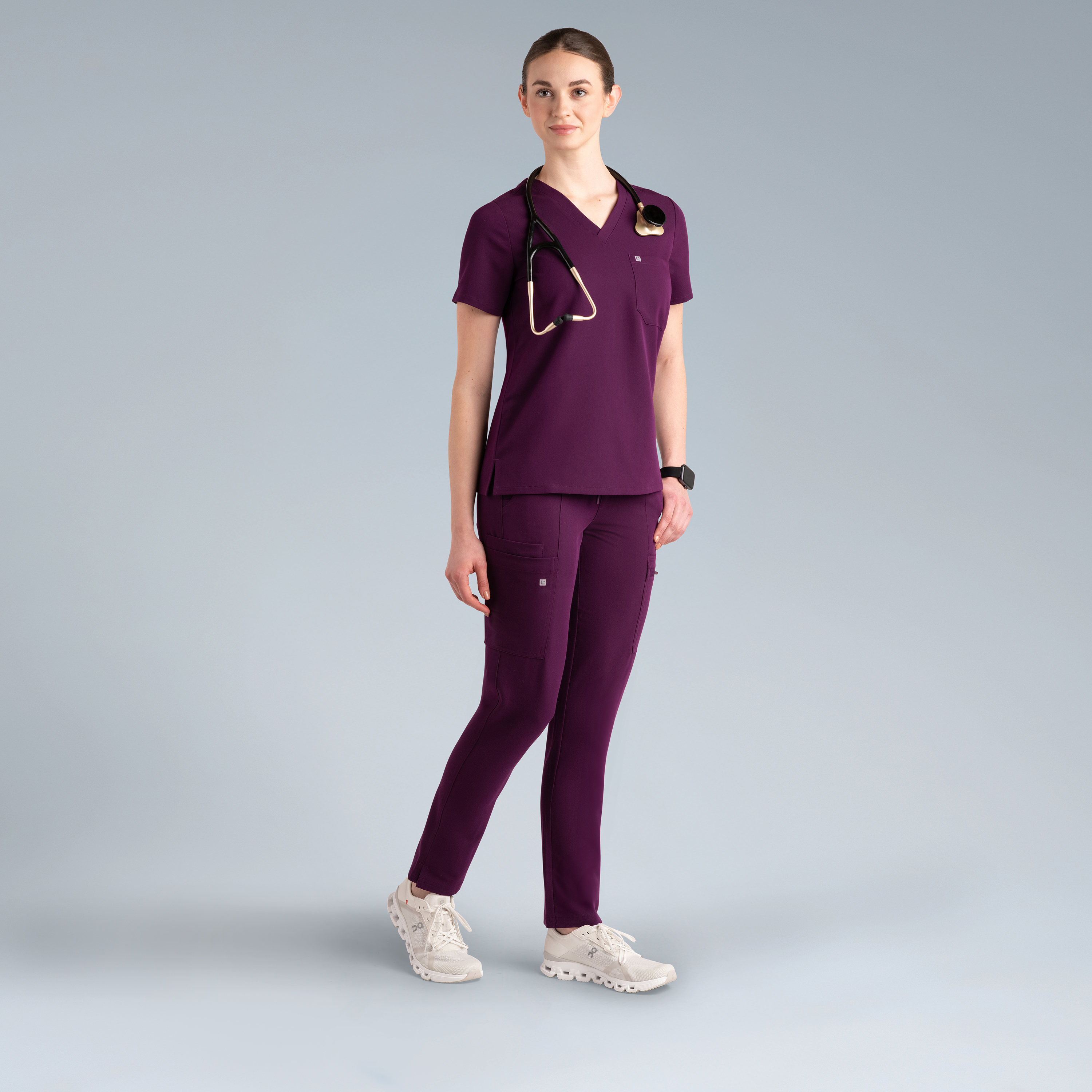 Calypso Womens Scrub Top Purple Wine