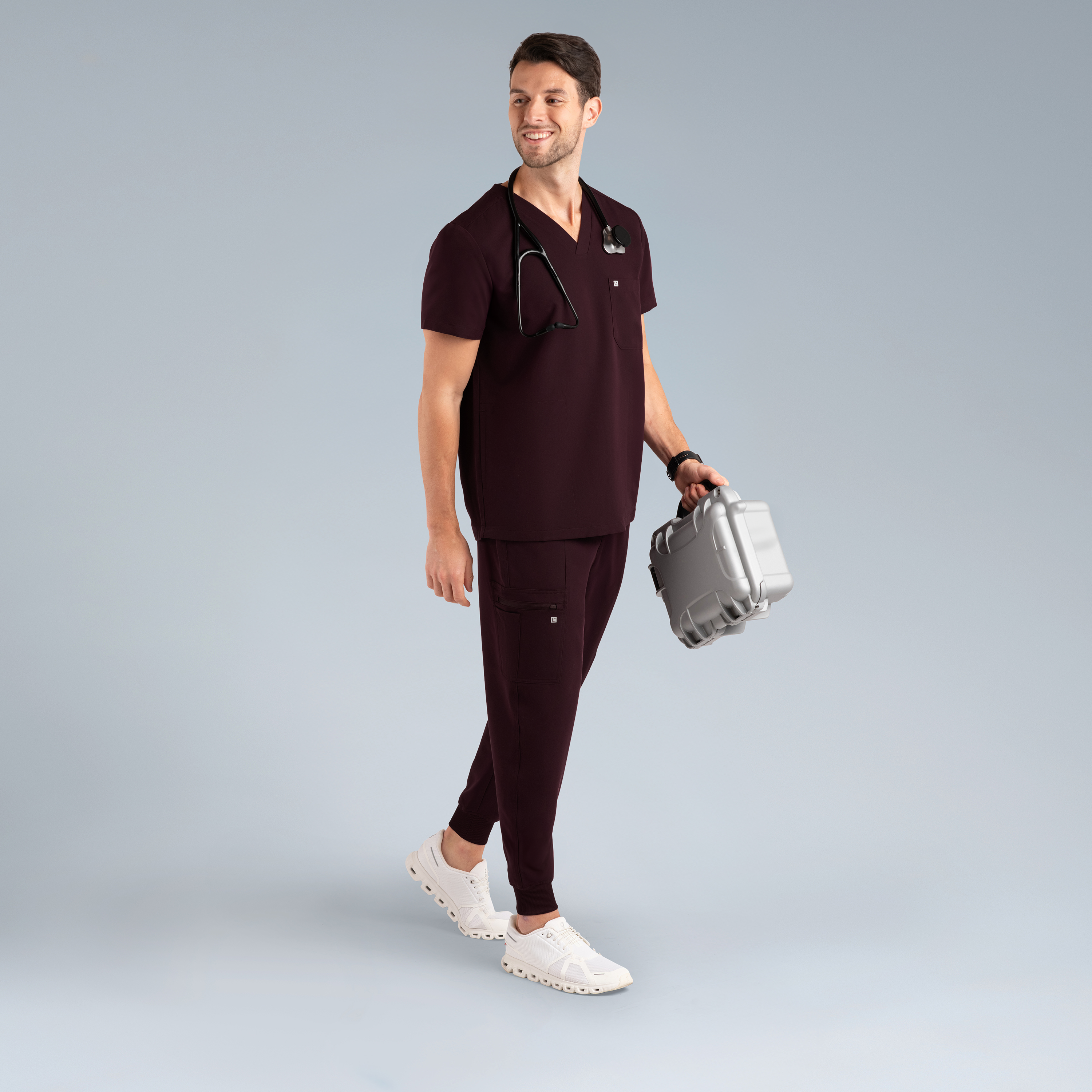 Neo Mens Scrub Top Plum Noir