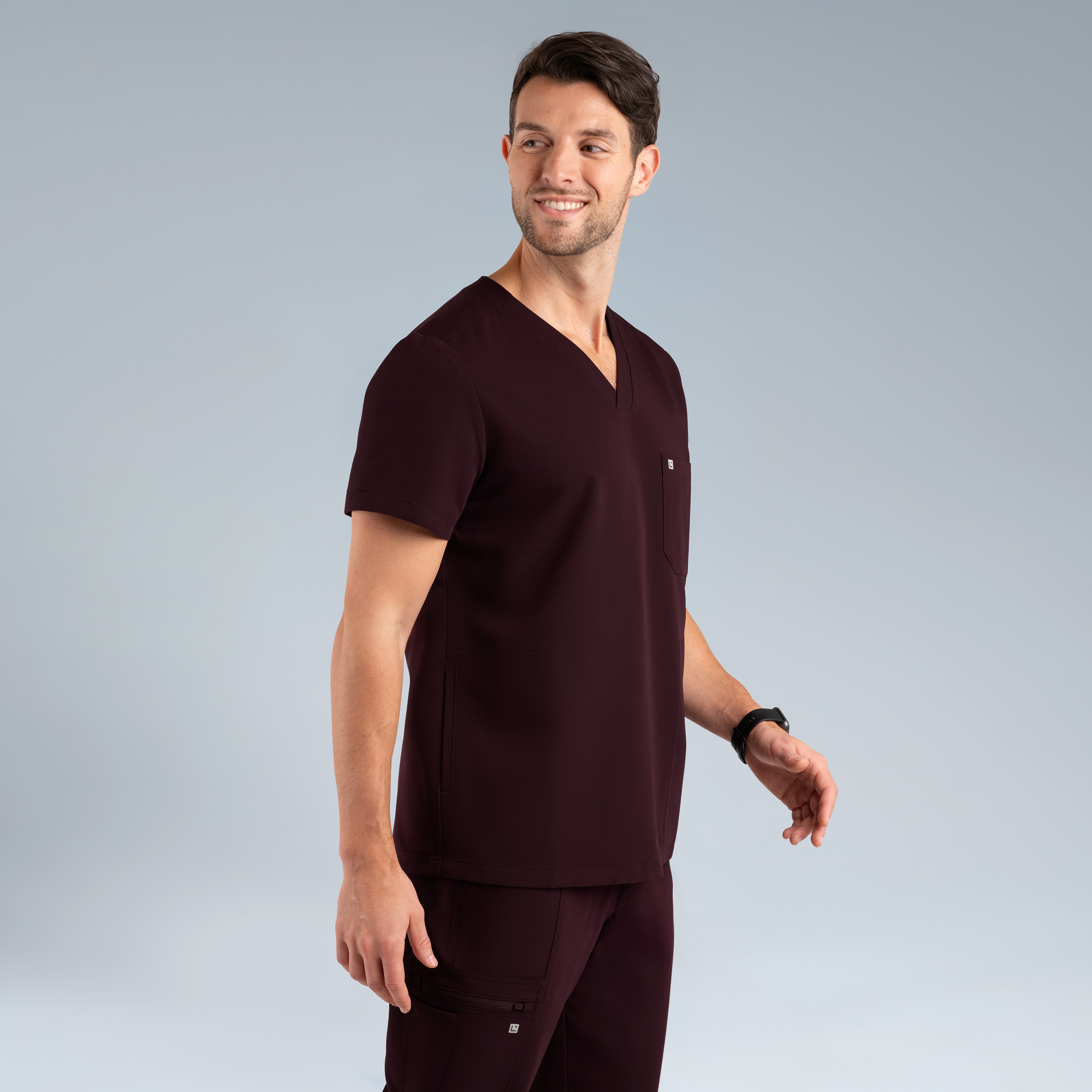 Neo Mens Scrub Top Plum Noir