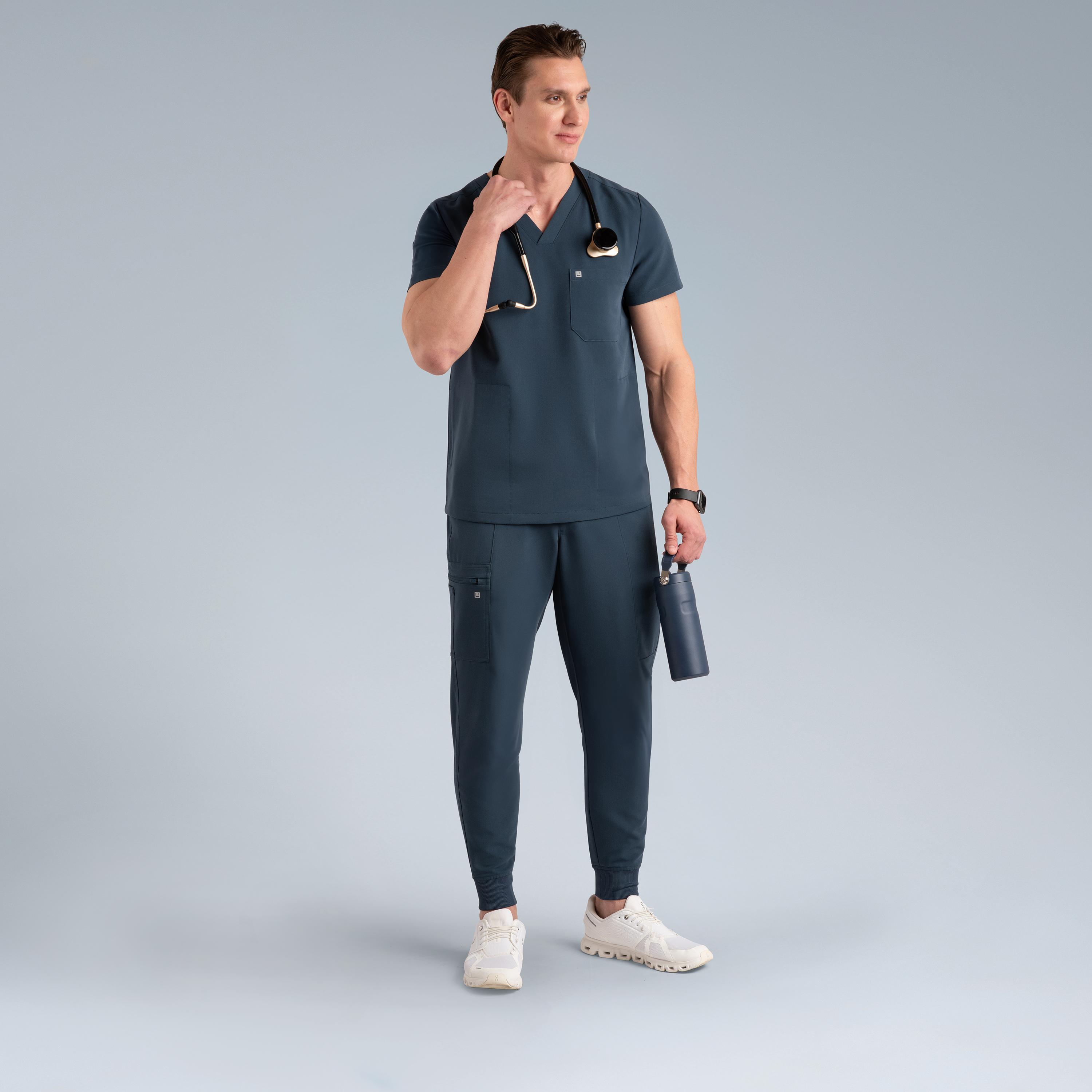 Neo Mens Scrub Top Storm Gray