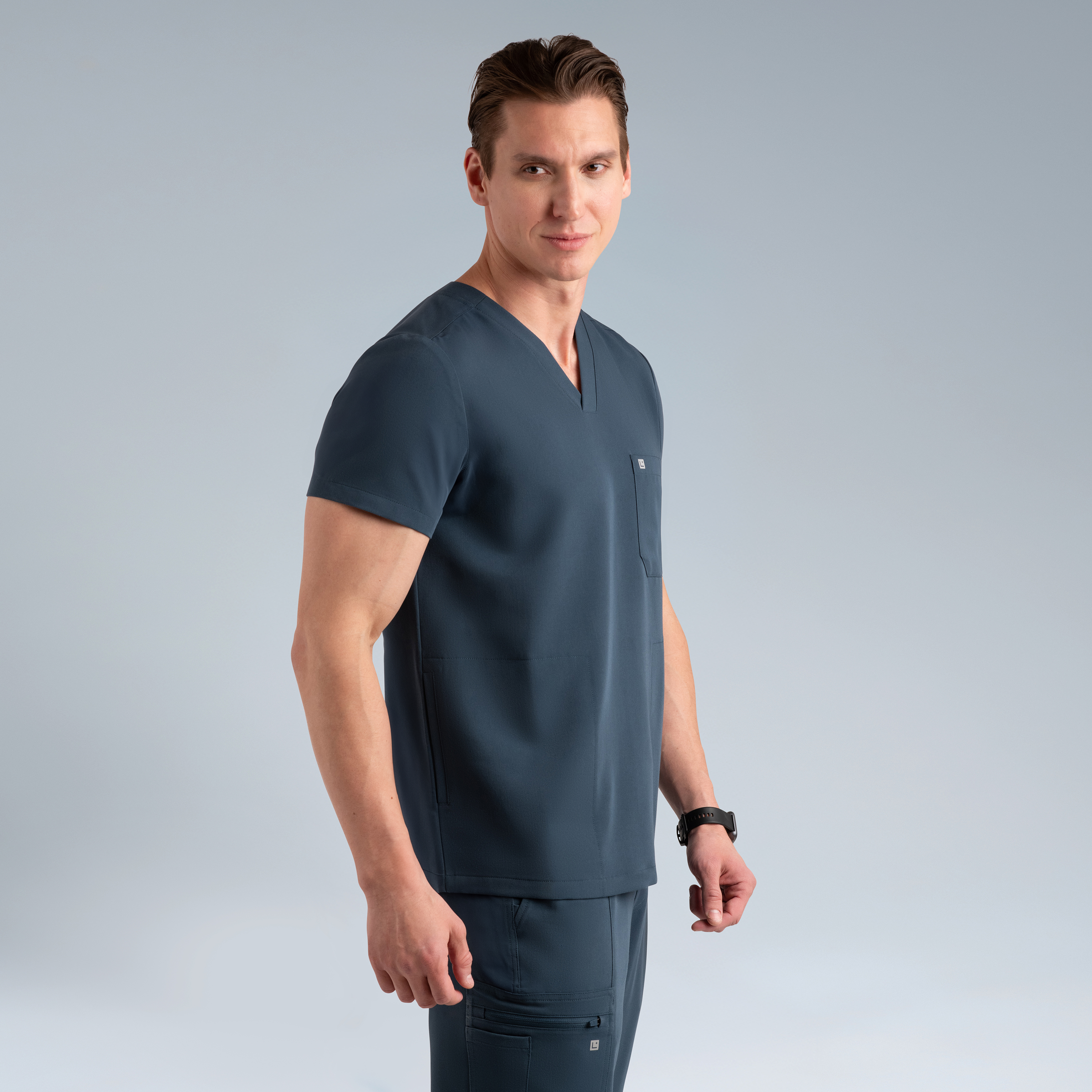 Neo Mens Scrub Top Storm Gray