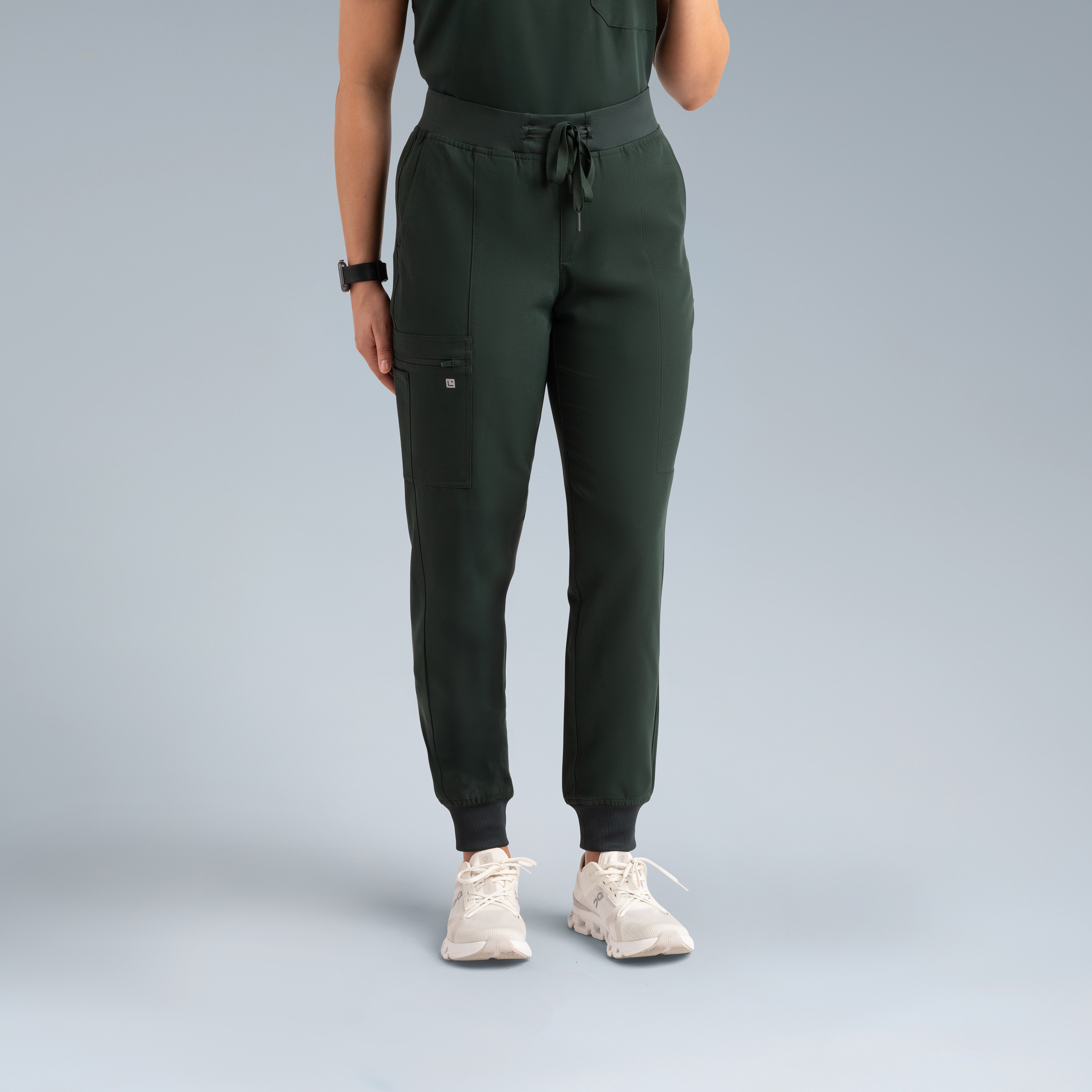 Selena Womens Jogger Scrub Pants Deep Forest Green
