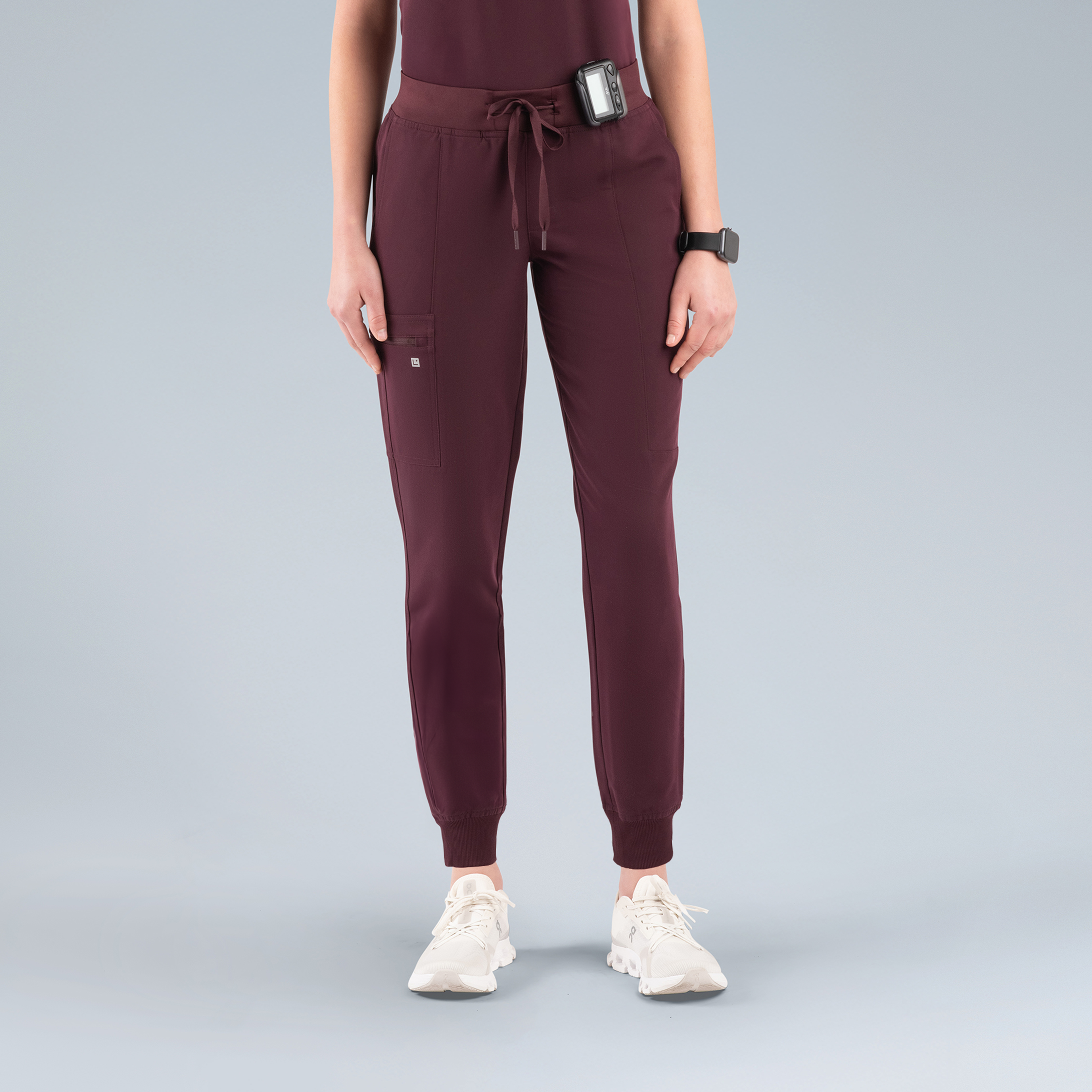 Selena Womens Jogger Scrub Pants Plum Noir
