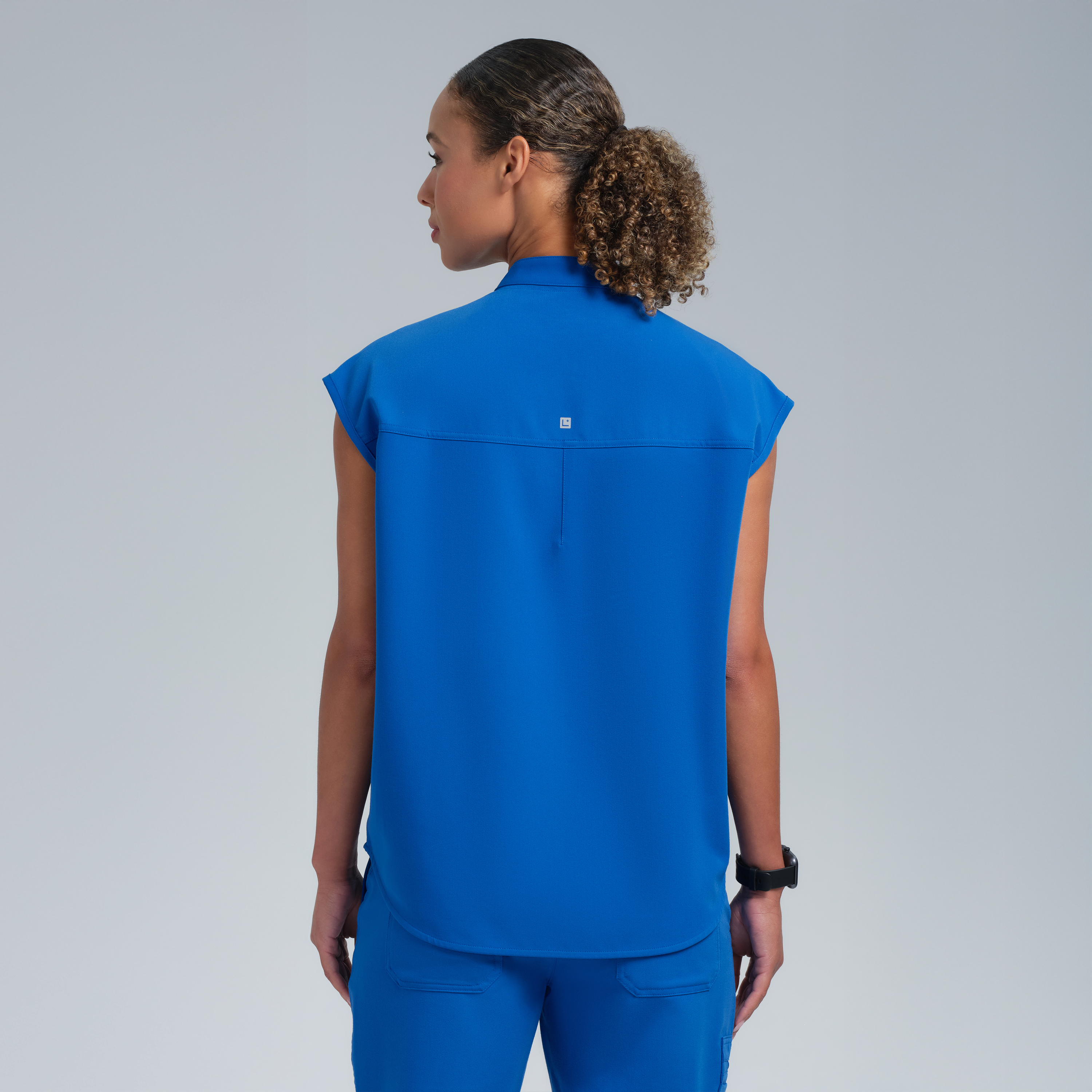 Alexandra Oversized Three Pocket Scrub Top Royal Blue