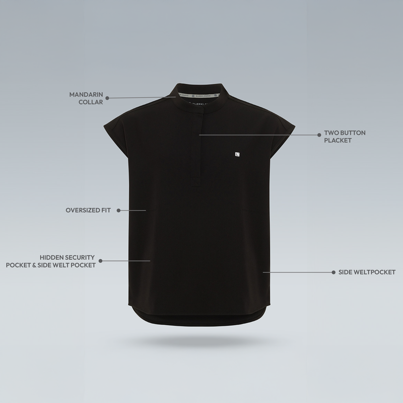 Alexandra Oversized Three Pocket Scrub Top Black