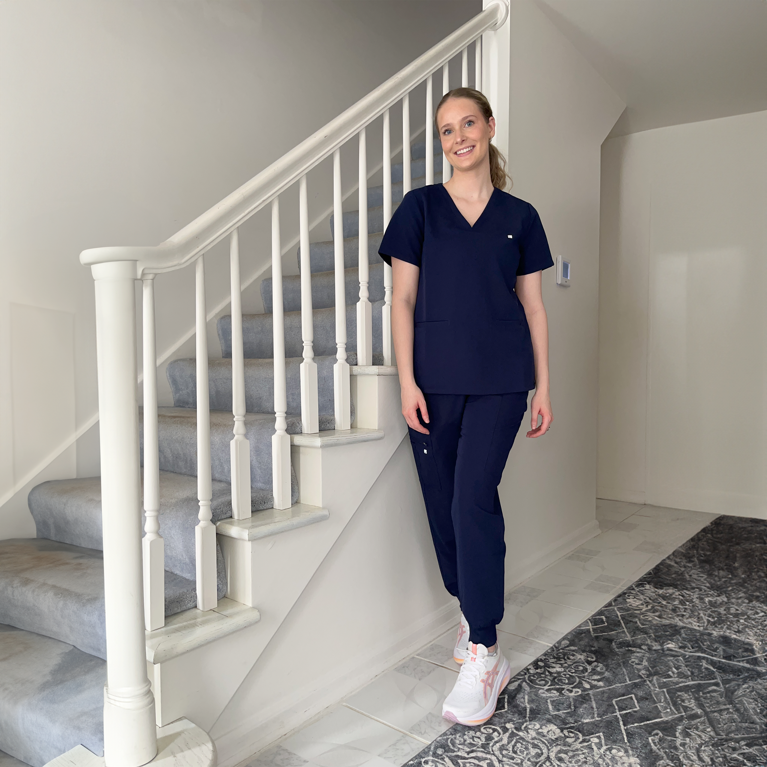 Athena Three Pocket Scrub Top Navy
