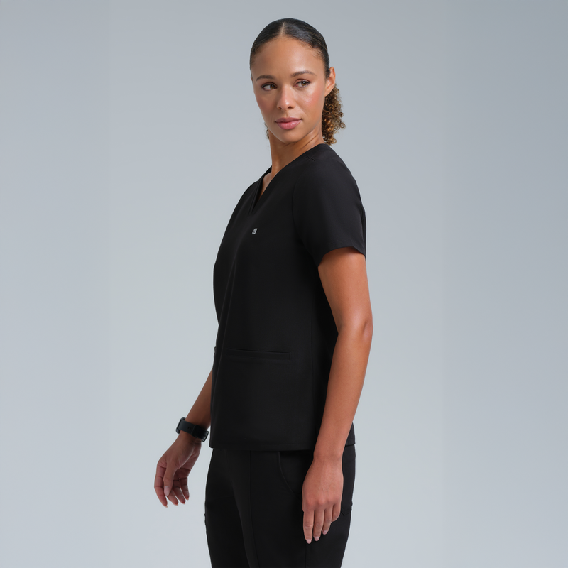 Athena Three Pocket Scrub Top Black
