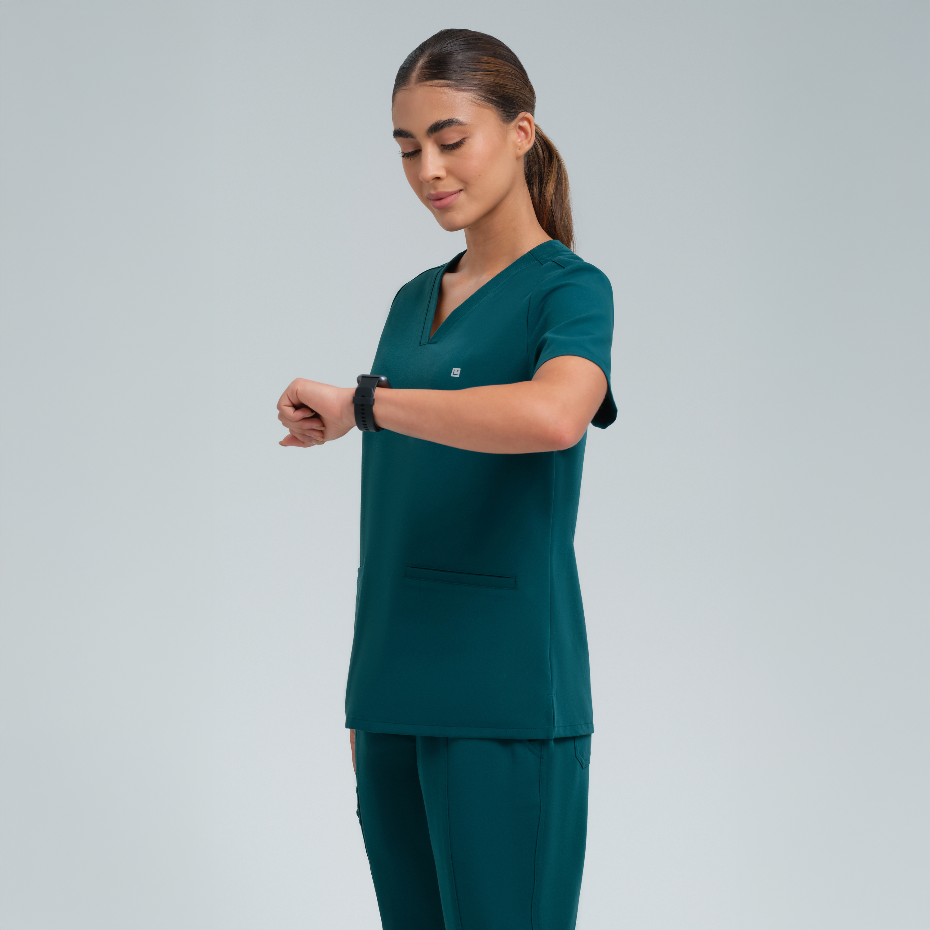 Athena Three Pocket Scrub Top Legion Blue