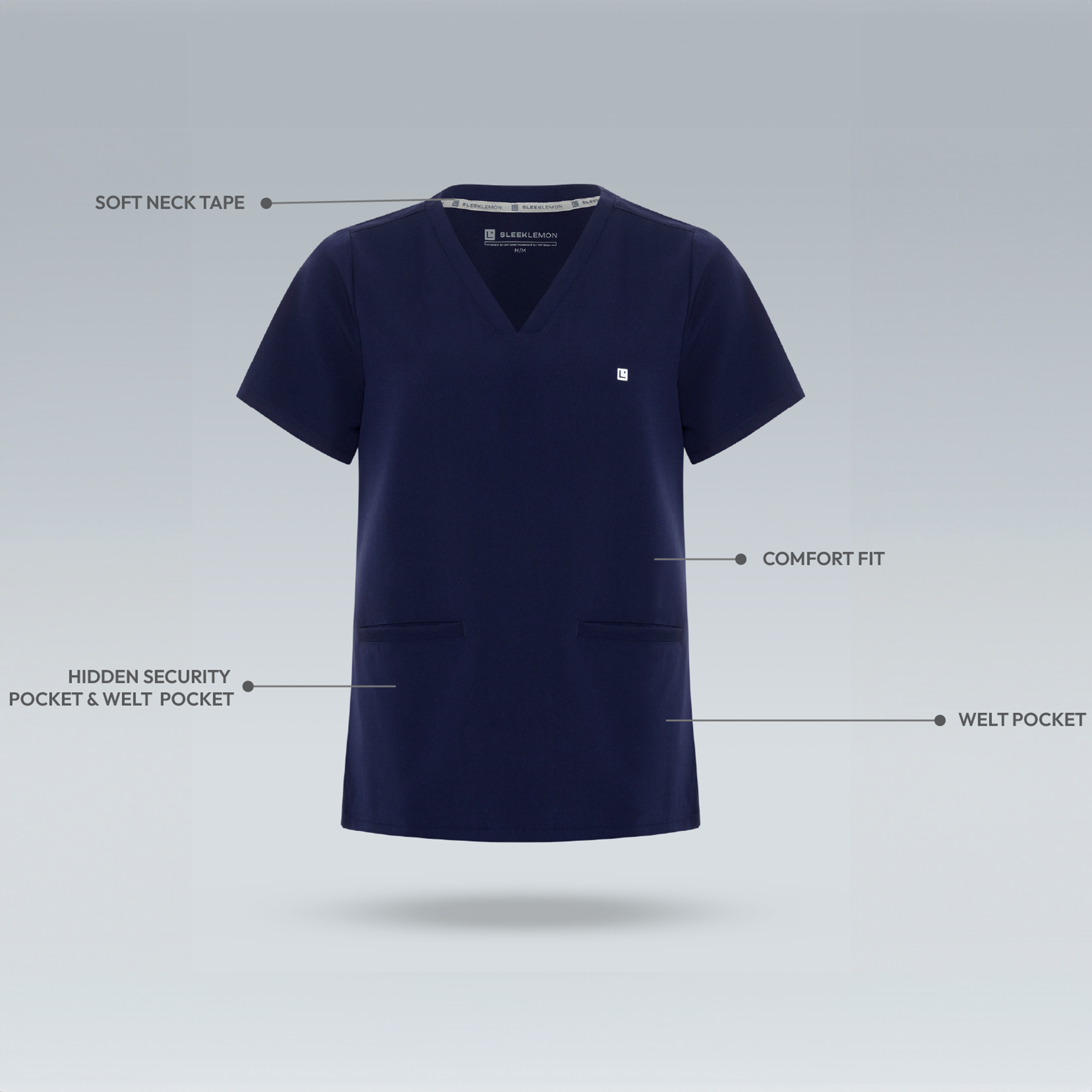 Athena Three Pocket Scrub Top Navy