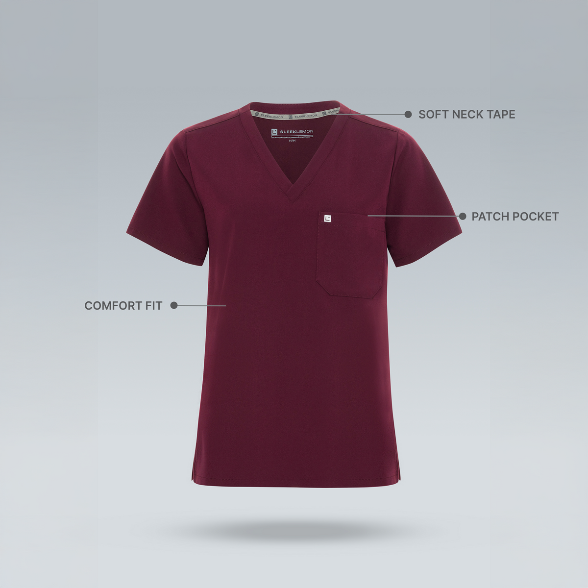 Calypso One Pocket Scrub Top Burgundy