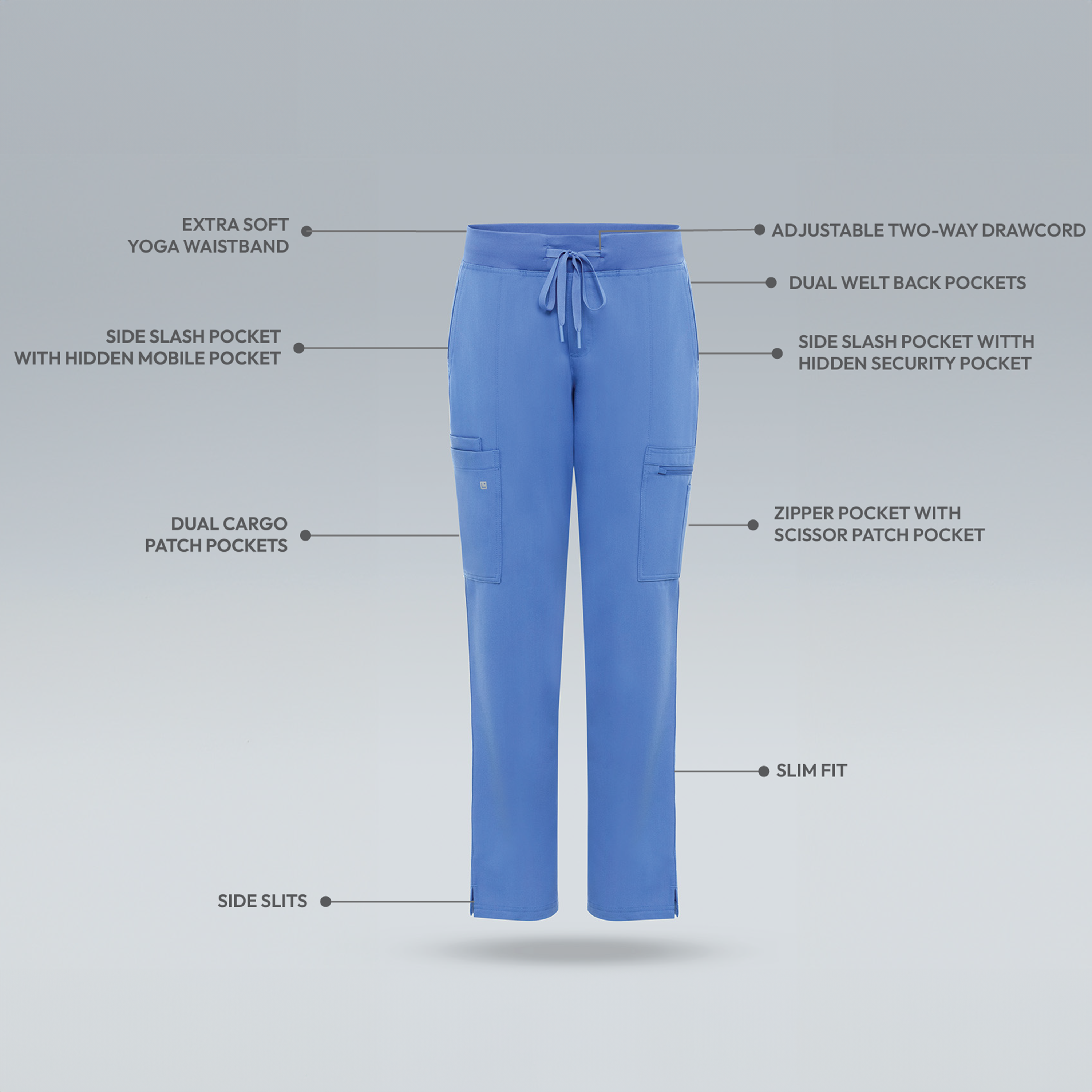 Ceil Blue womens scrub pants 