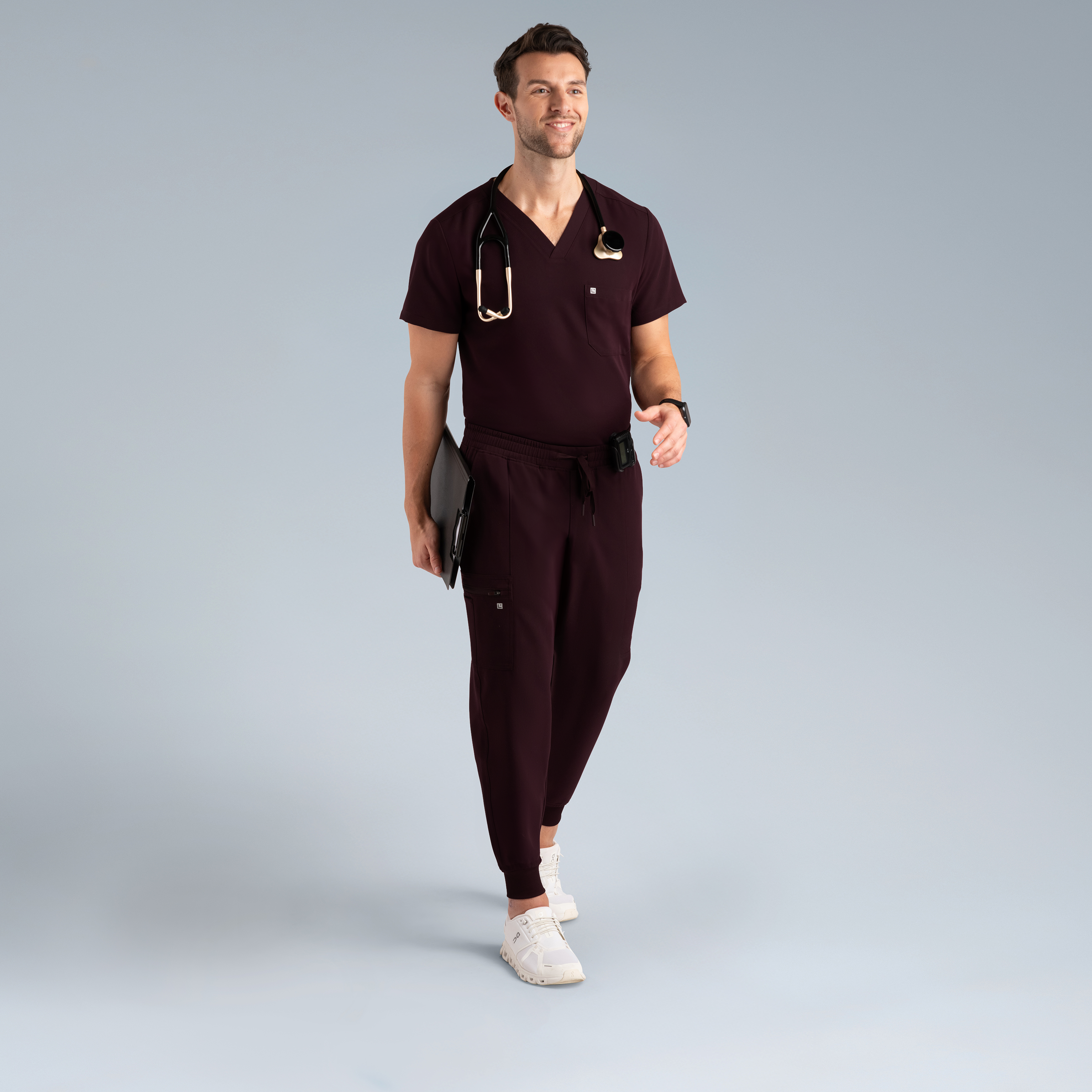 Kronos Mens Jogger  Scrub Pants Plum Noir