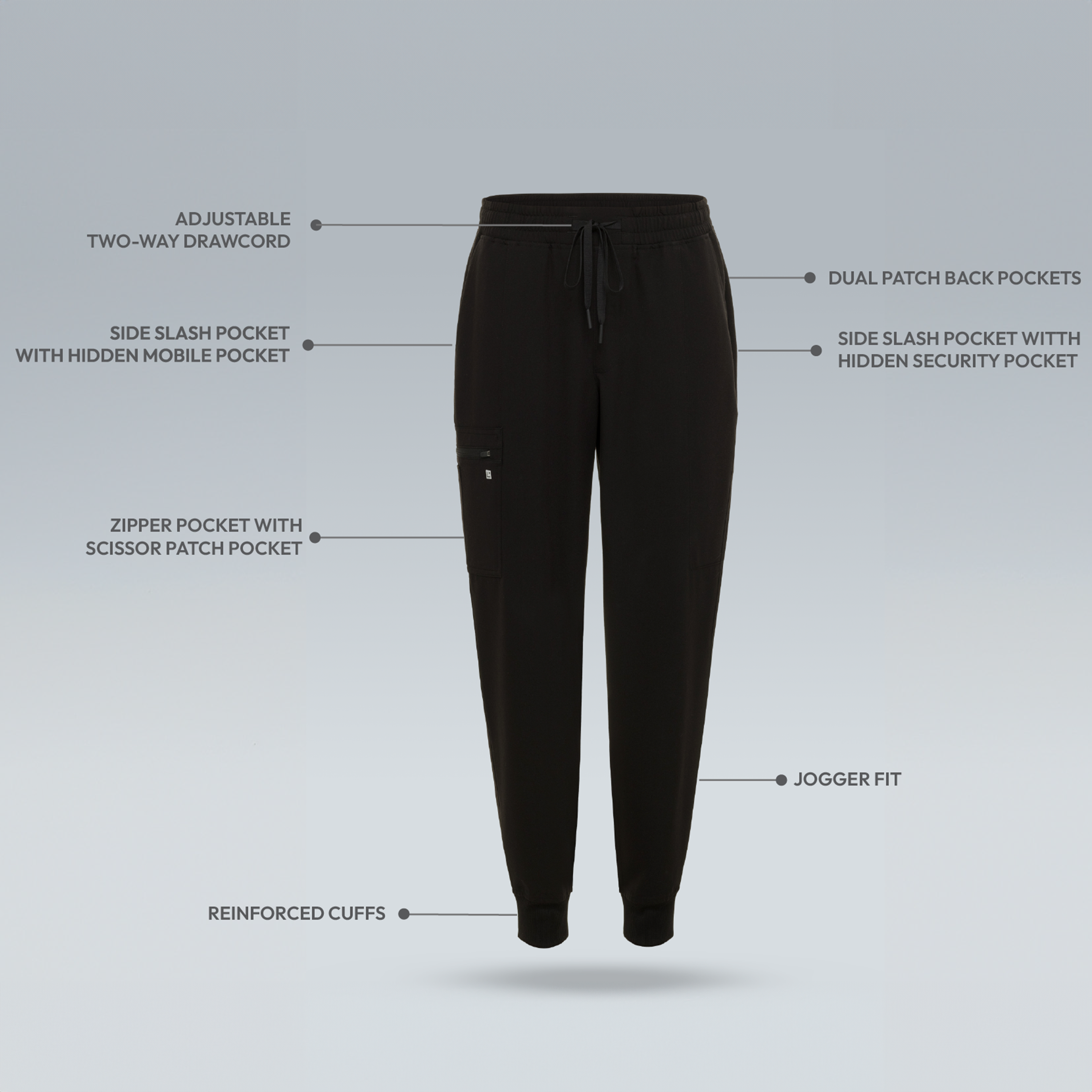 Black Men's Scrub Pants 