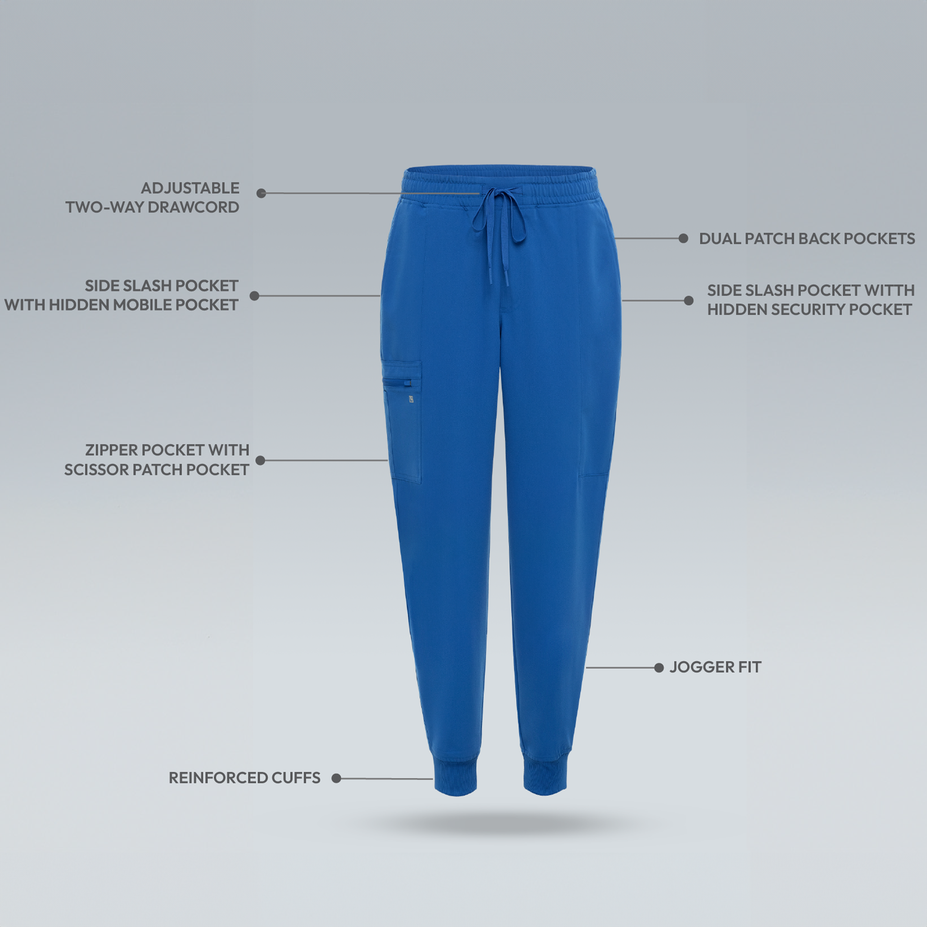 Kronos Men's 8-Pocket Scrub Jogger Pants 