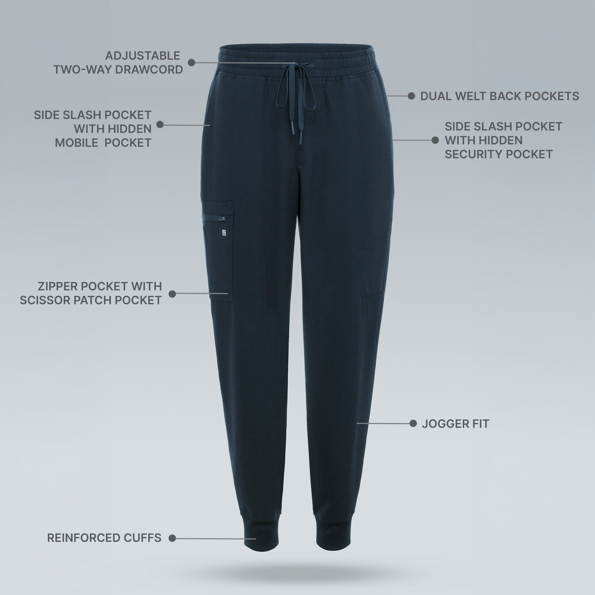Kronos Men's Jogger Scrub Pant Storm Gray