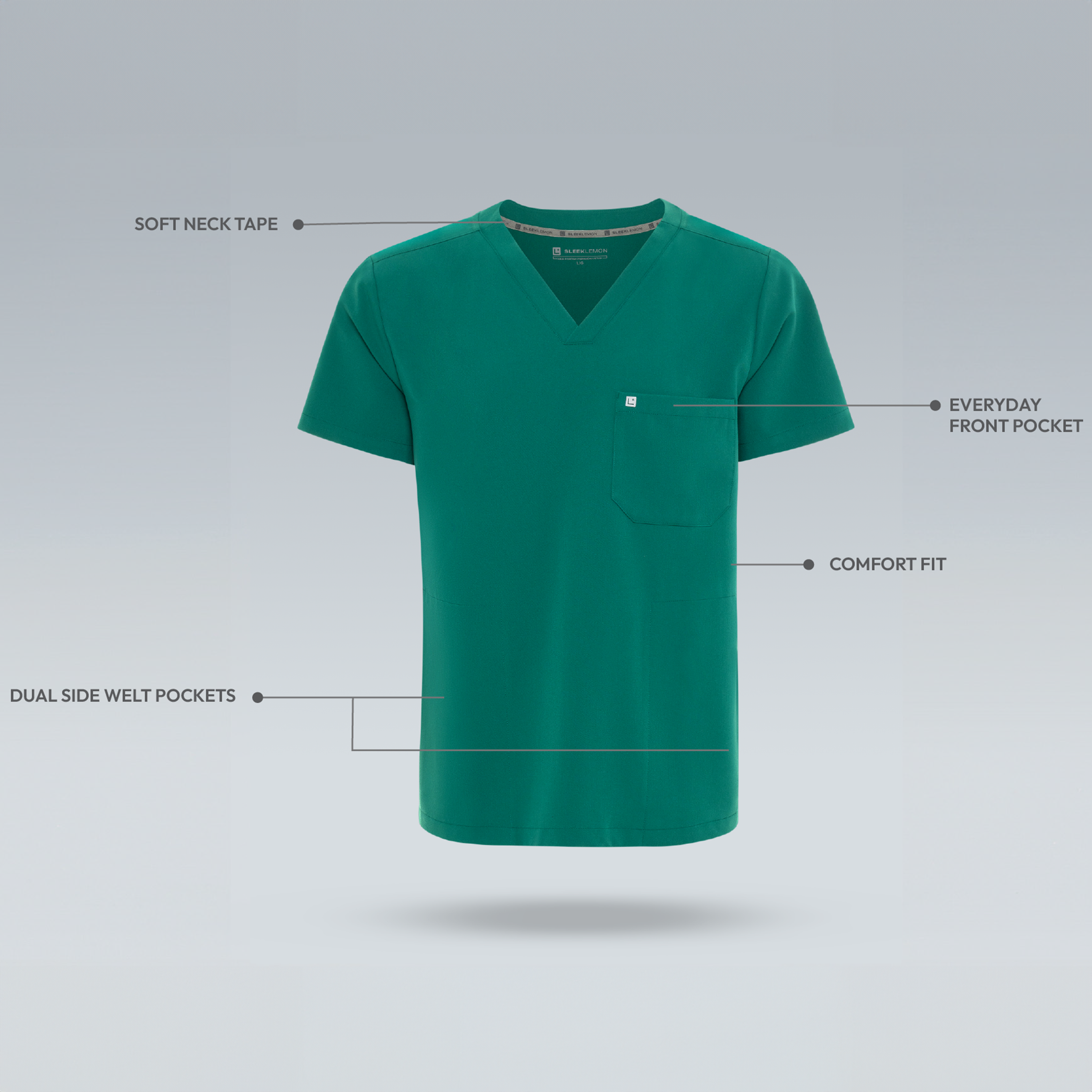 Mens Alpine Green v neck scrub top 