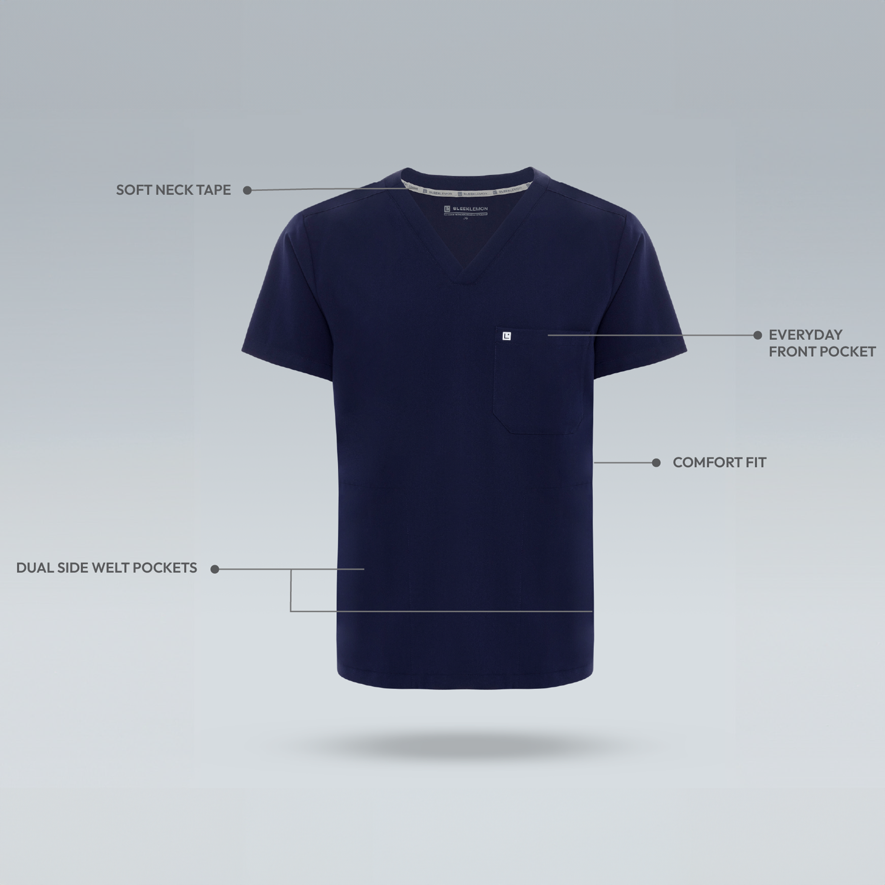 Neo 3 Pocket Men's Scrub Top Navy 