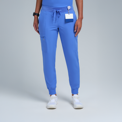 The Active Women's Stretch Jogger Ceil Blue Scrub Set