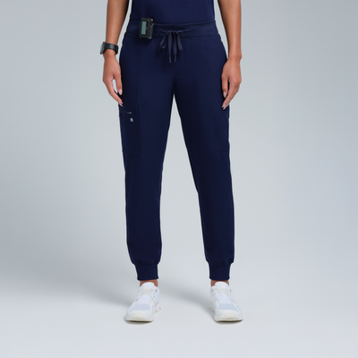 The Active Women's Stretch Jogger Navy Scrub Set
