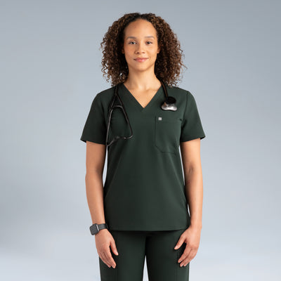 The Pro Women's Fitted Deep Forest Green Scrub Set