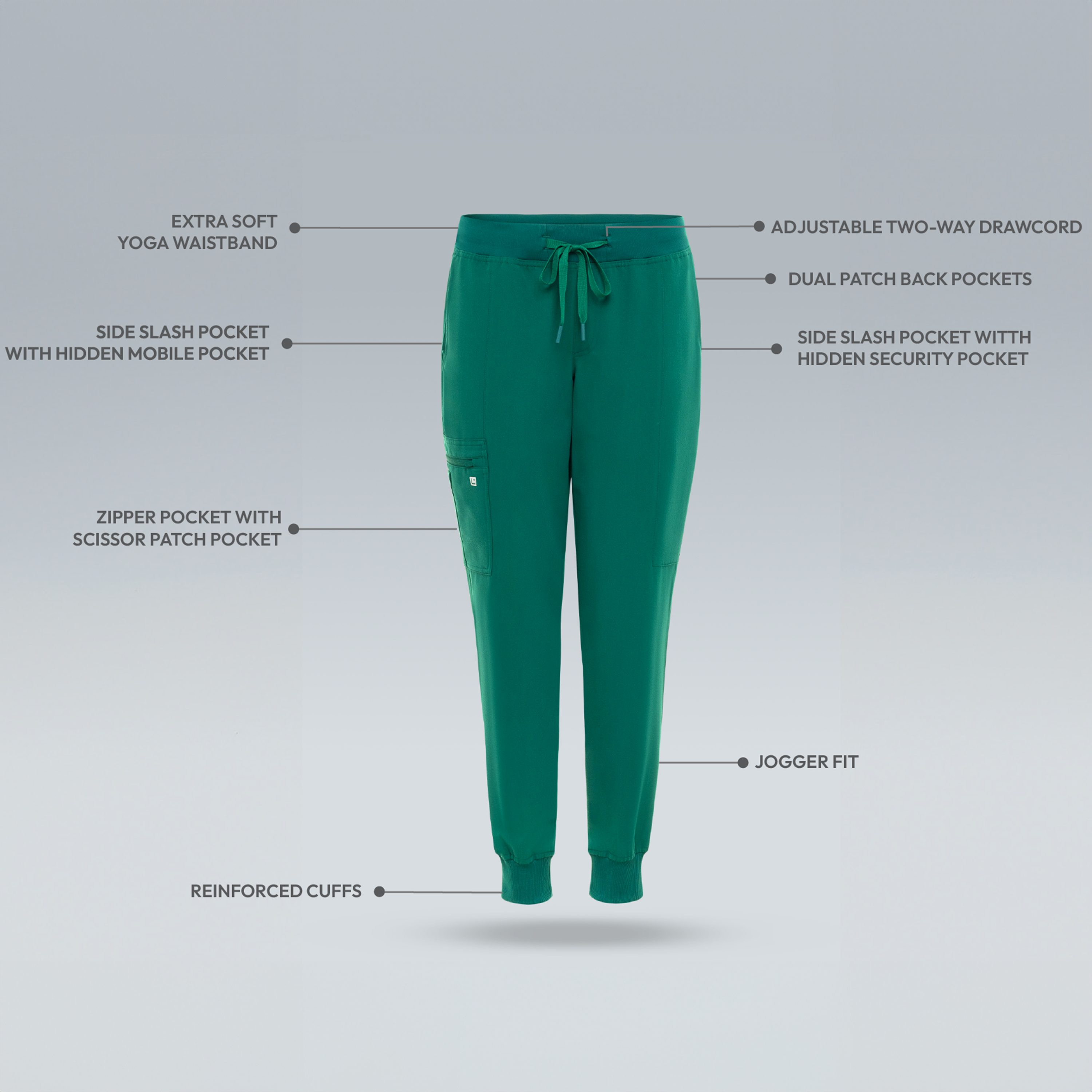 womens jogger scrub pants alpine green 