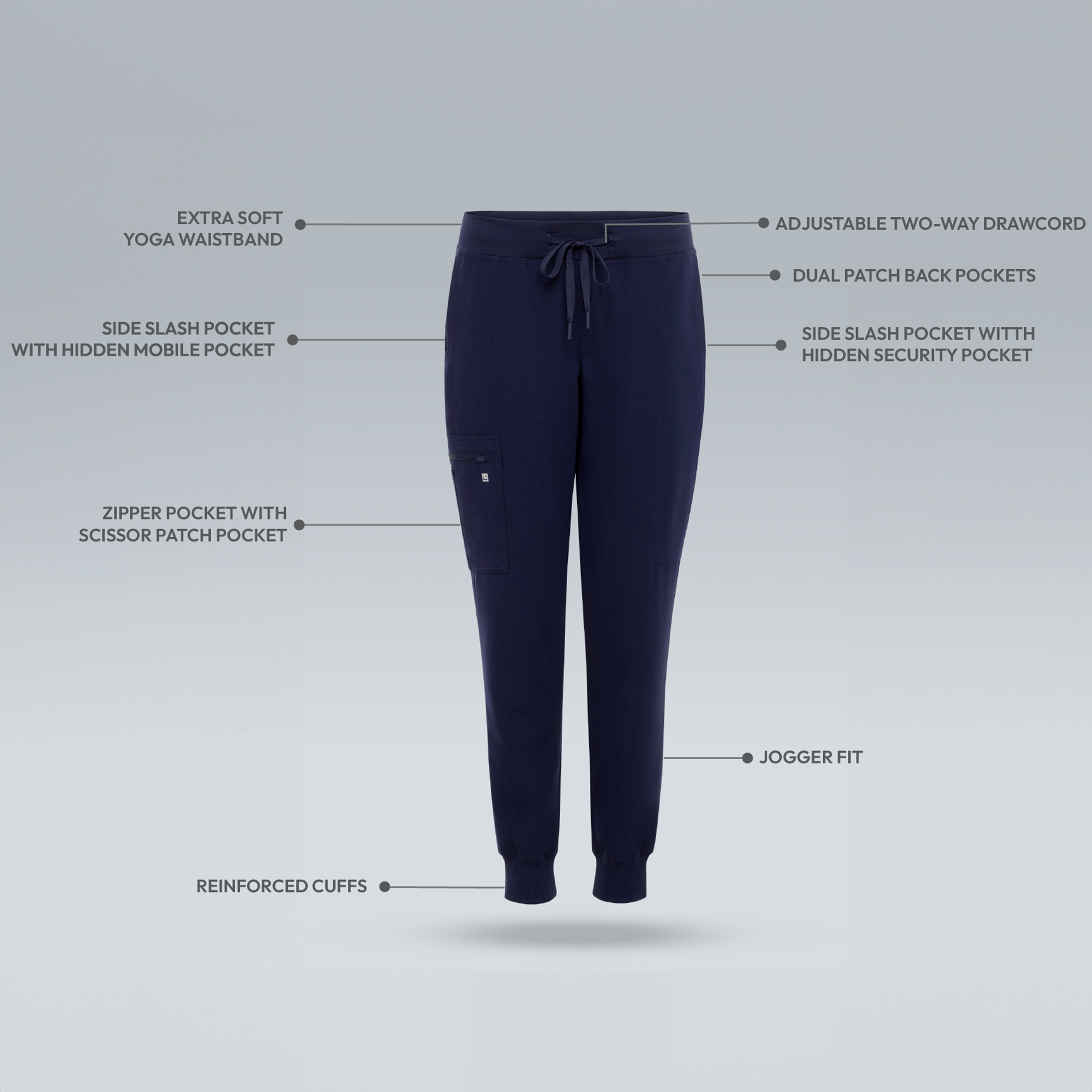 Jogger scrub pants for women