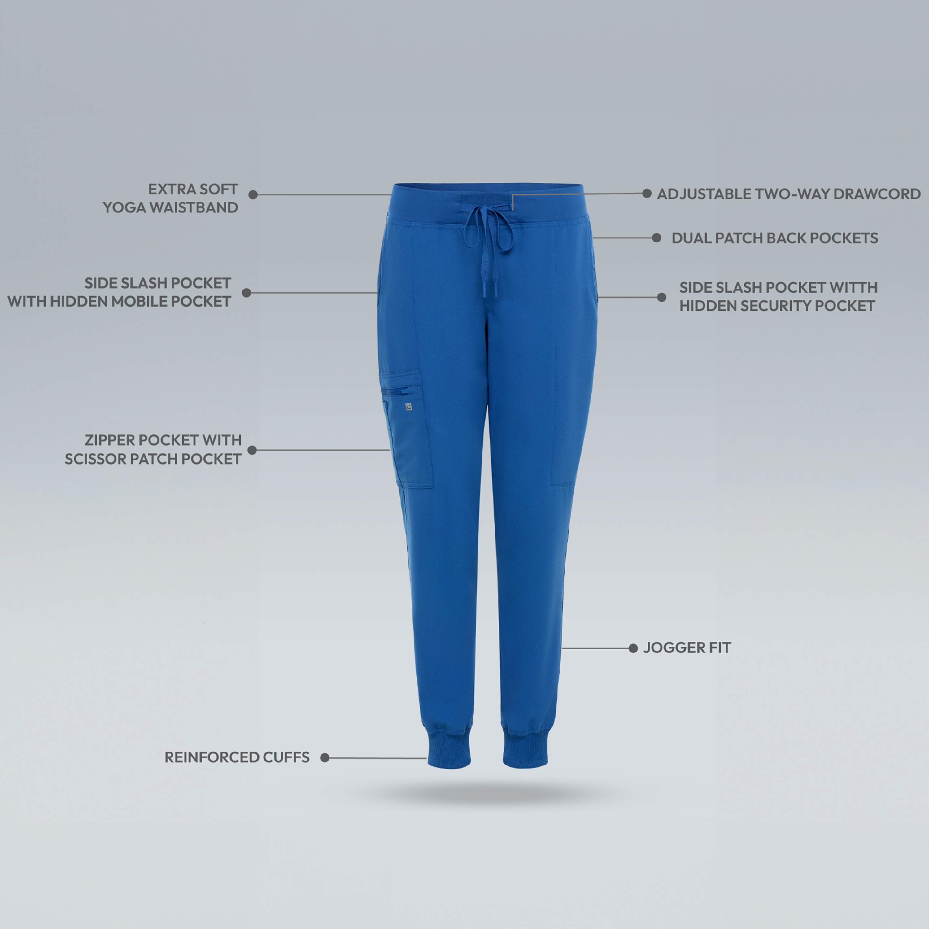 Royal Blue womens jogger scrub pants