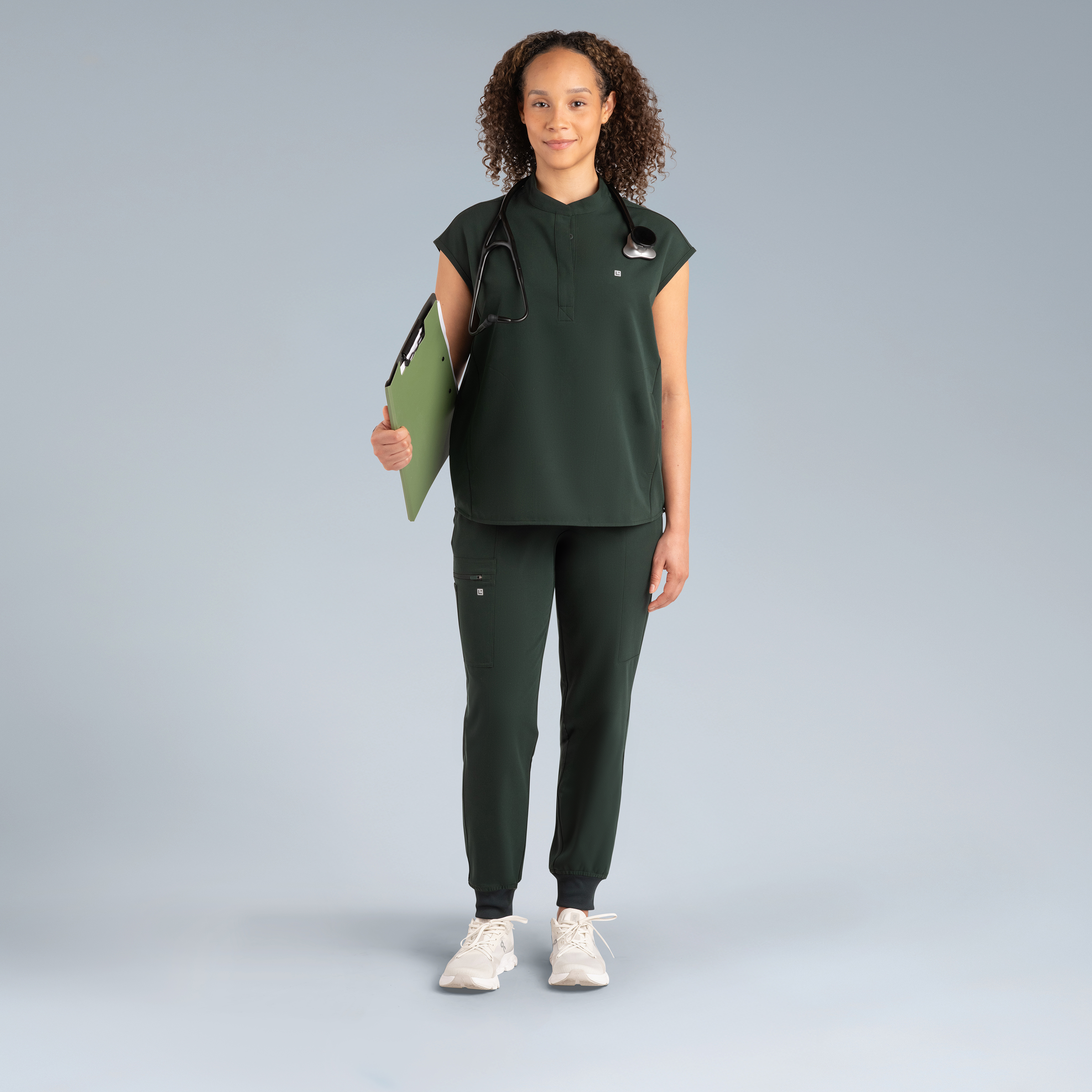 Alexandra Oversized Womens Scrub Top Deep Forest Green
