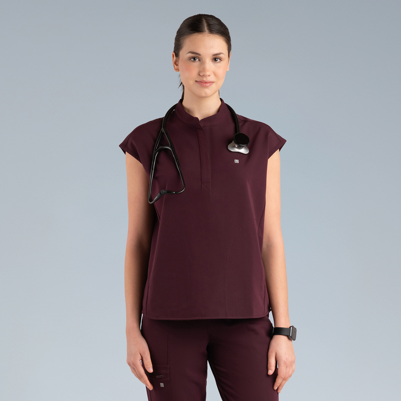 Alexandra Oversized Womens Scrub Top Plum Noir