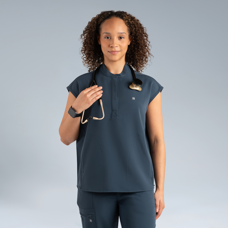 Alexandra Oversized Womens Scrub Top Storm Grey