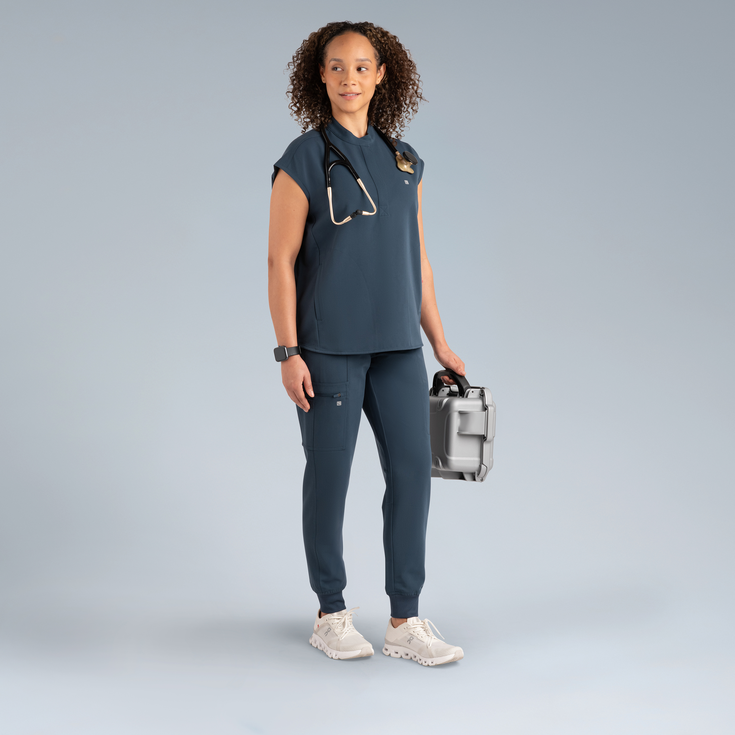 Alexandra Oversized Womens Scrub Top Storm Grey