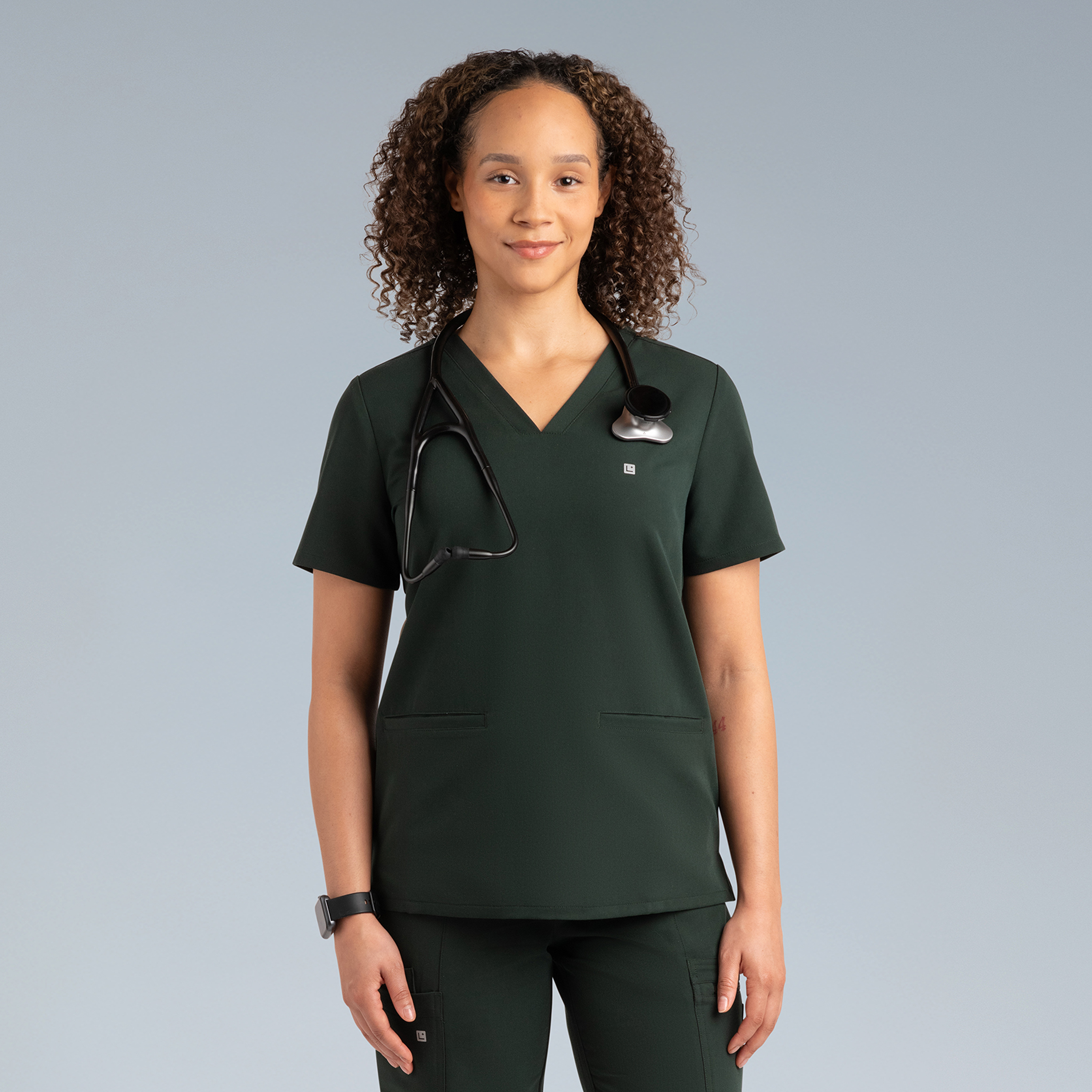 Athena Scrub Top Deep Forest Green