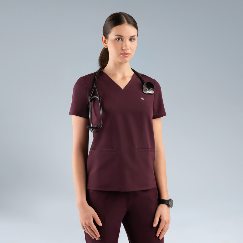 Athena Women's Scrub Top Plum Noir