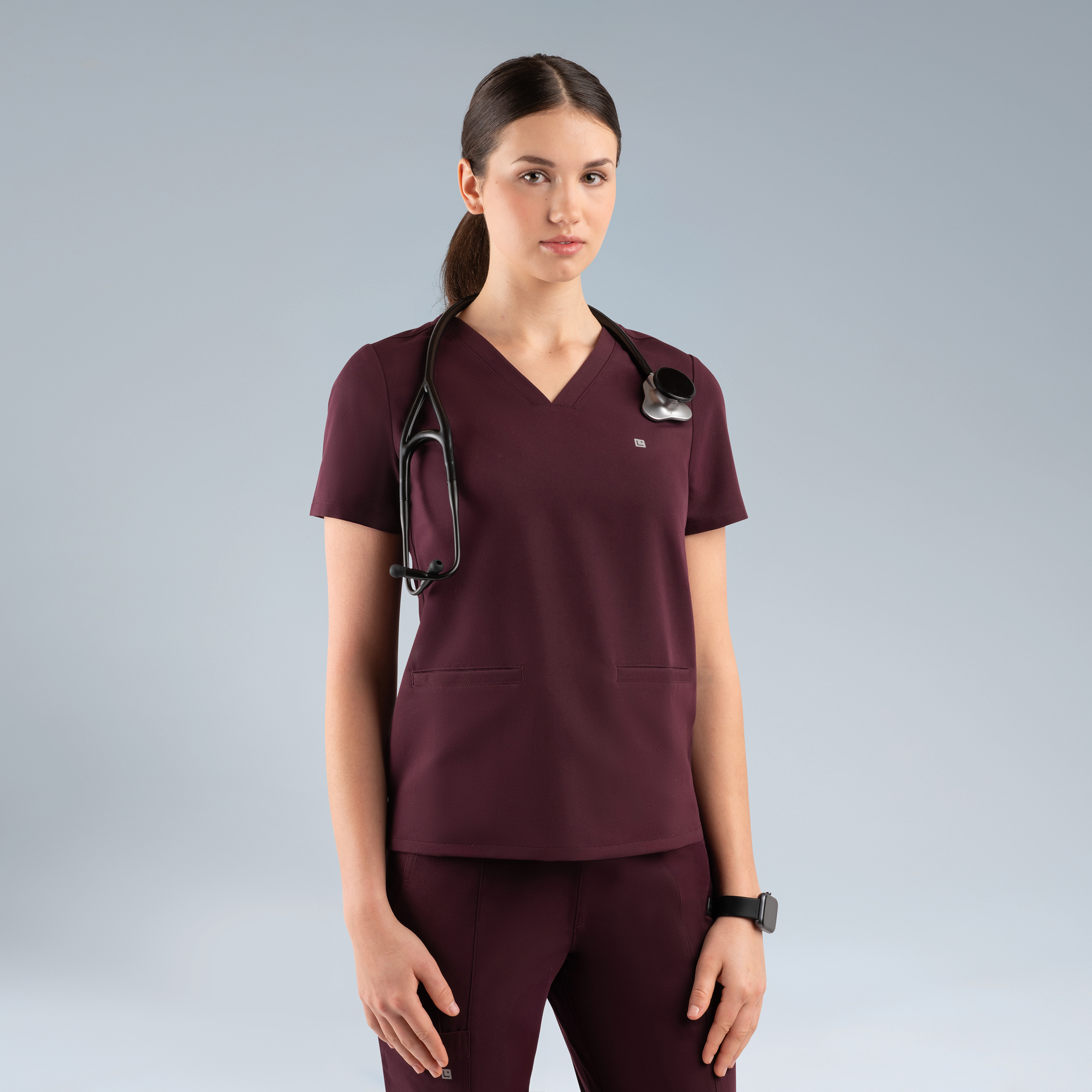 Athena Women's Scrub Top Plum Noir