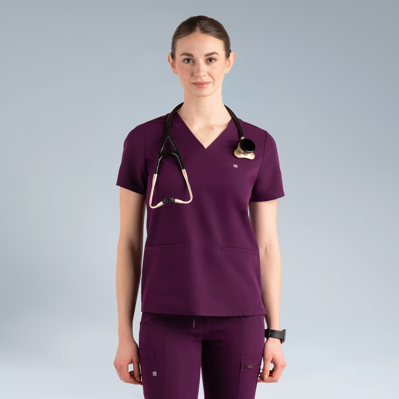 Athena Women's Scrub Top Purple Wine