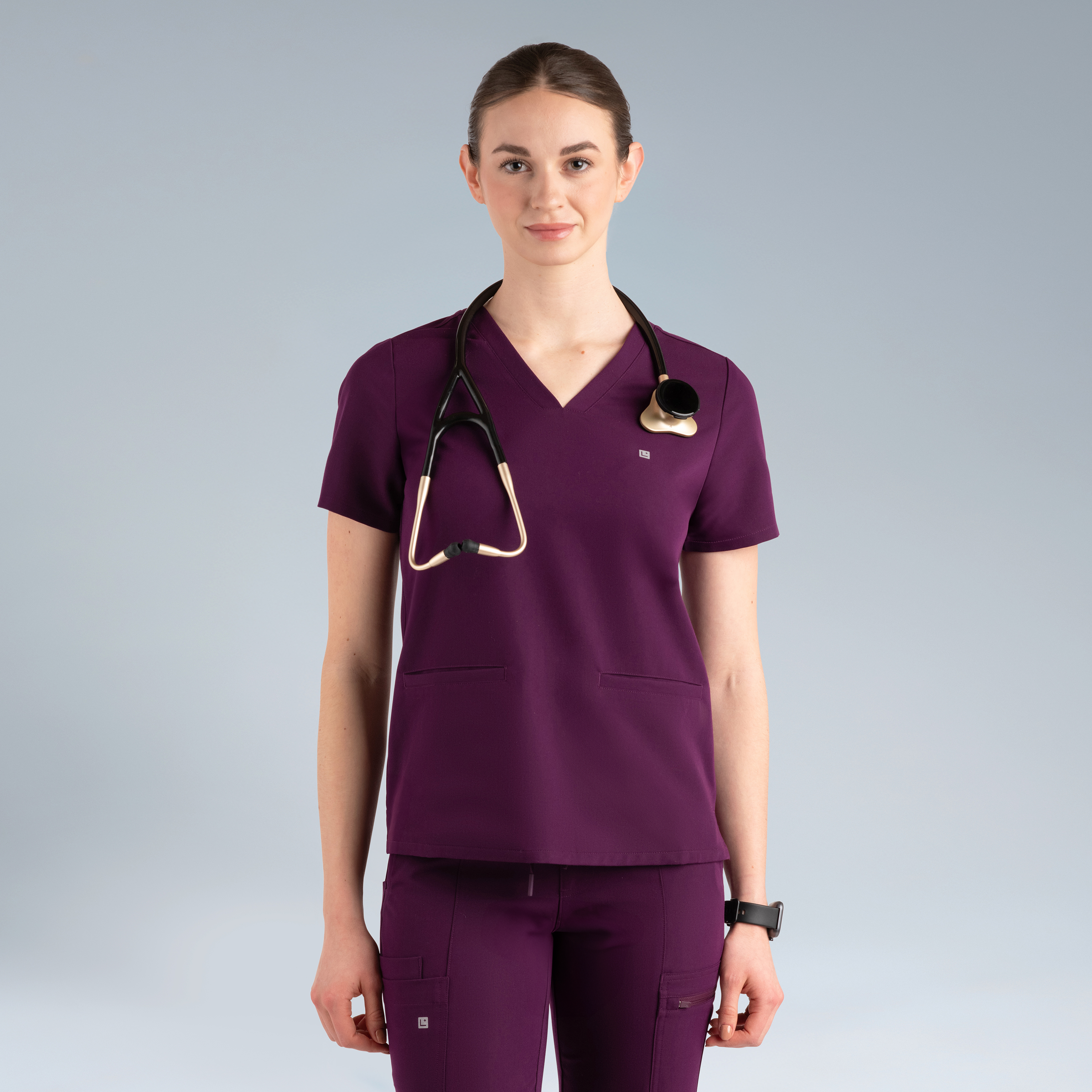 Athena Women's Scrub Top Purple Wine