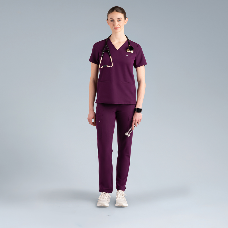 Athena Women's Scrub Top Purple Wine