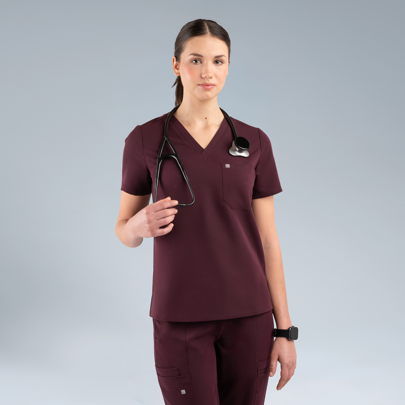 Calypso Womens Scrub Top Plum Noir