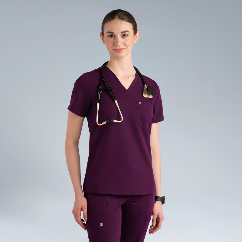 Calypso Womens Scrub Top Purple Wine
