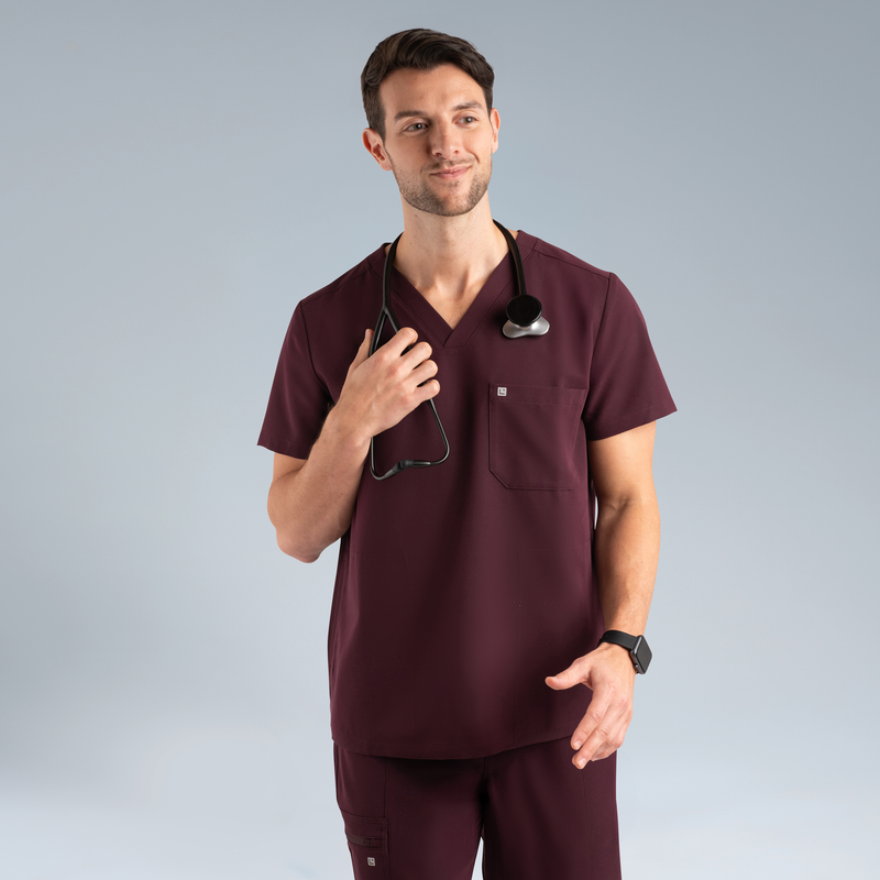 Neo Mens Scrub Top Plum Noir