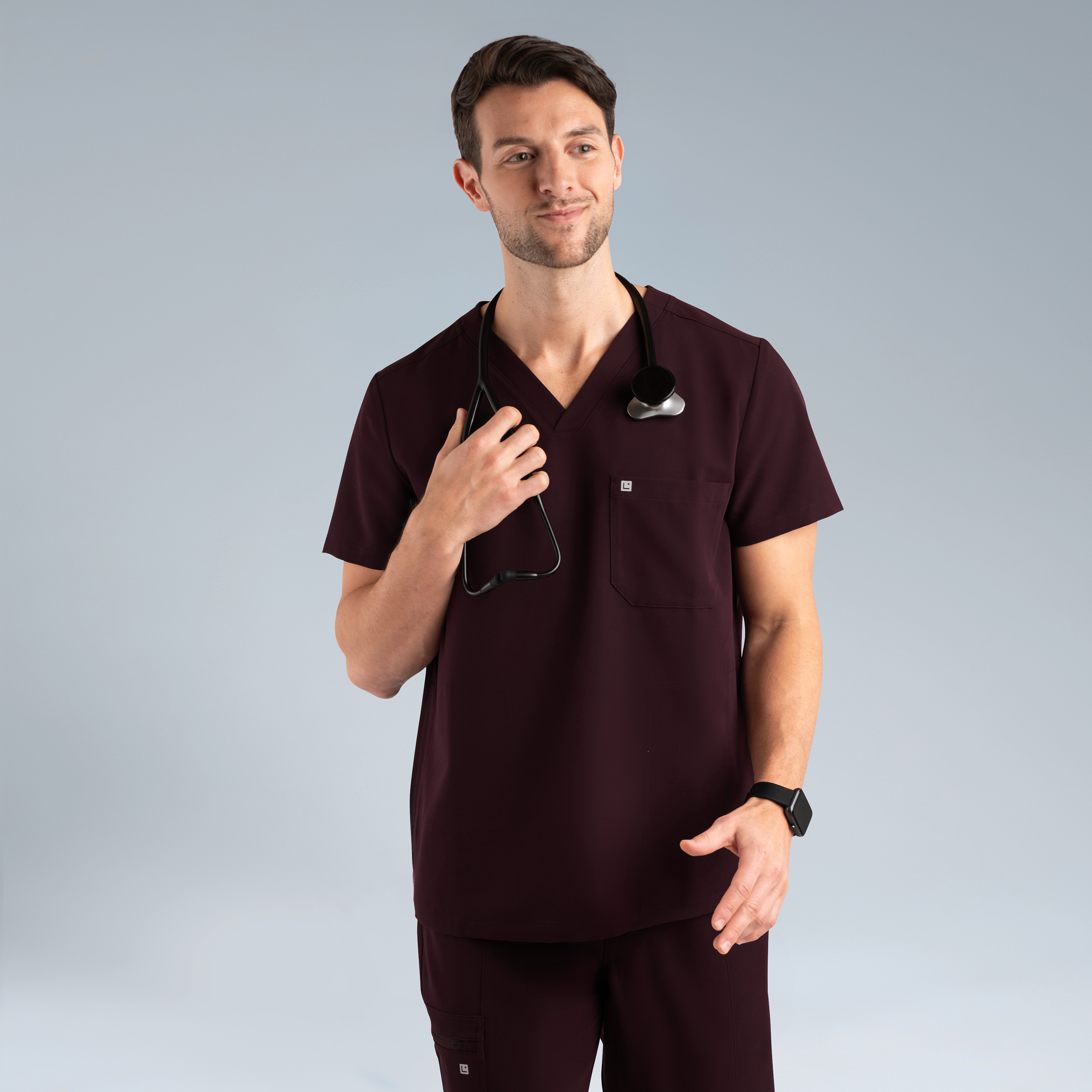 Neo Mens Scrub Top Plum Noir