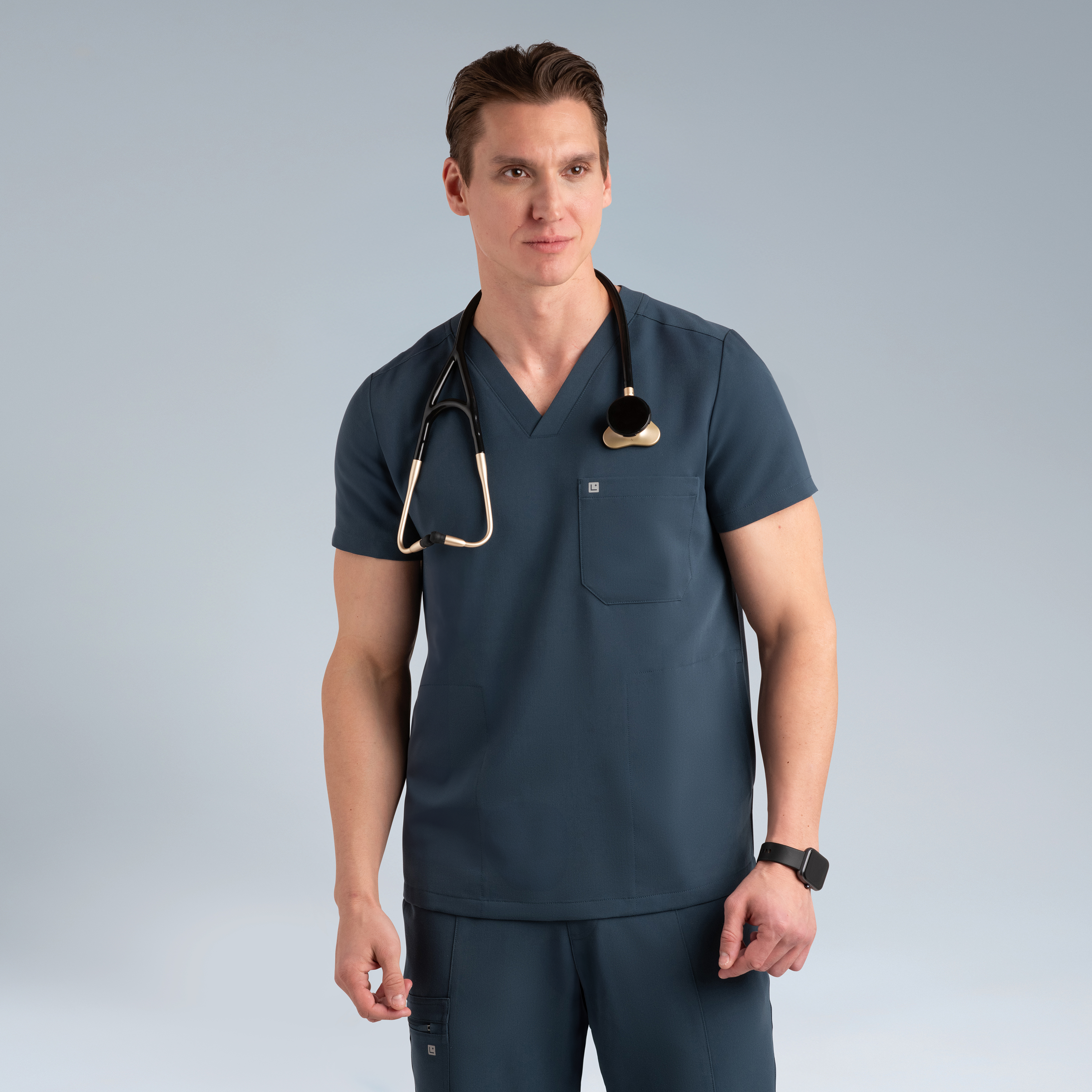 Neo Mens Scrub Top Storm Gray