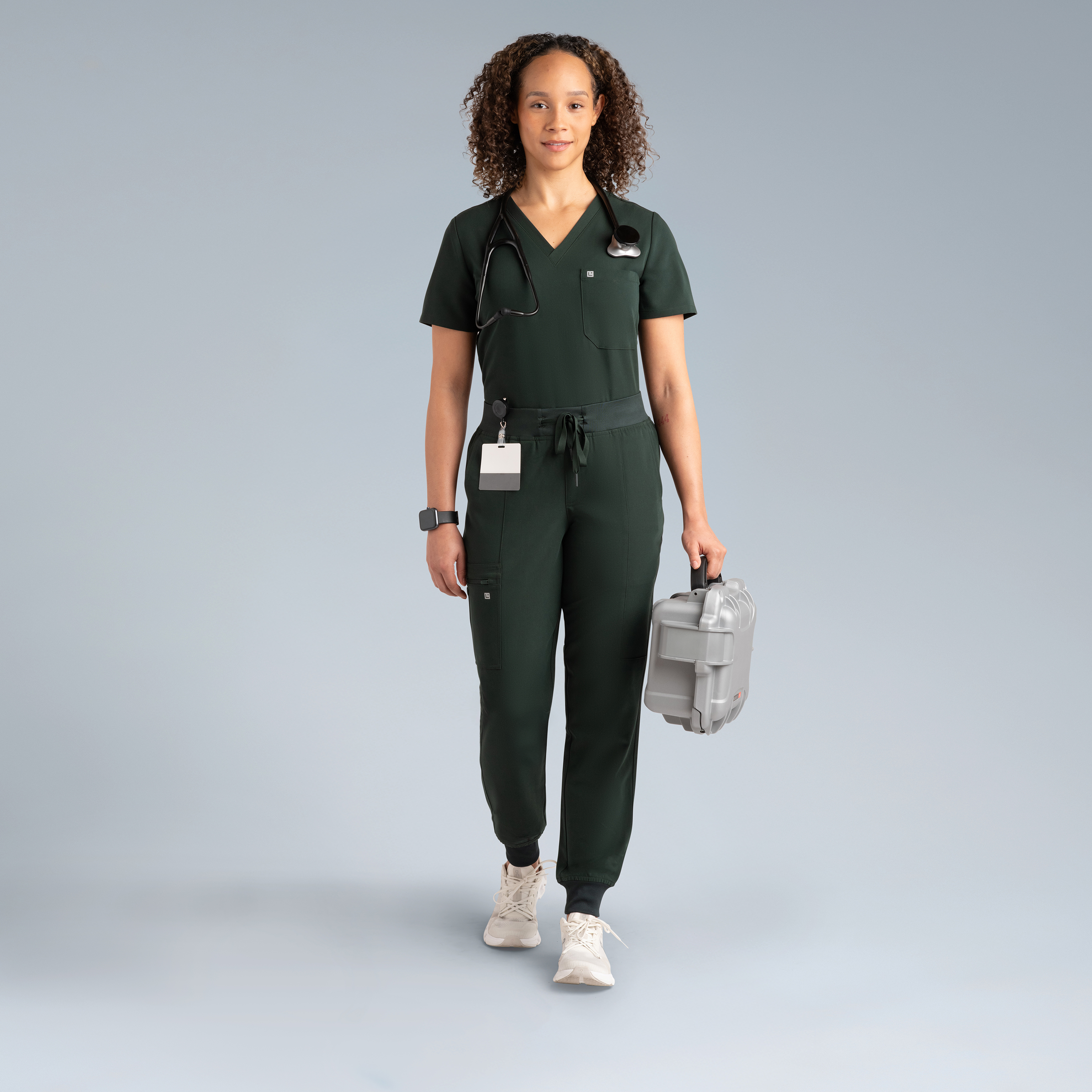 Selena Womens Jogger Scrub Pants Deep Forest Green