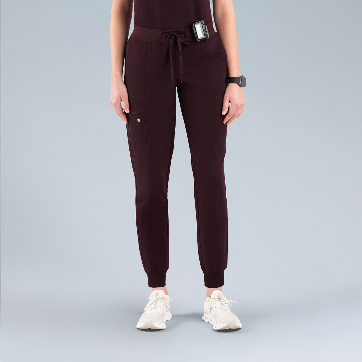 Selena Womens Jogger Scrub Pants Plum Noir