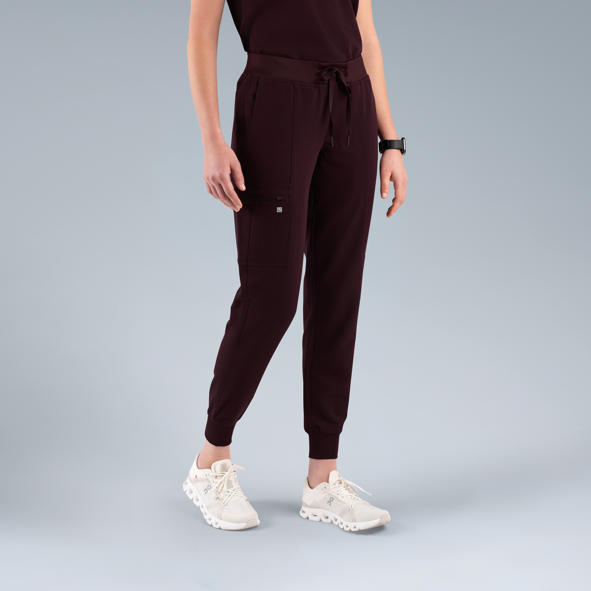 Selena Womens Jogger Scrub Pants Plum Noir