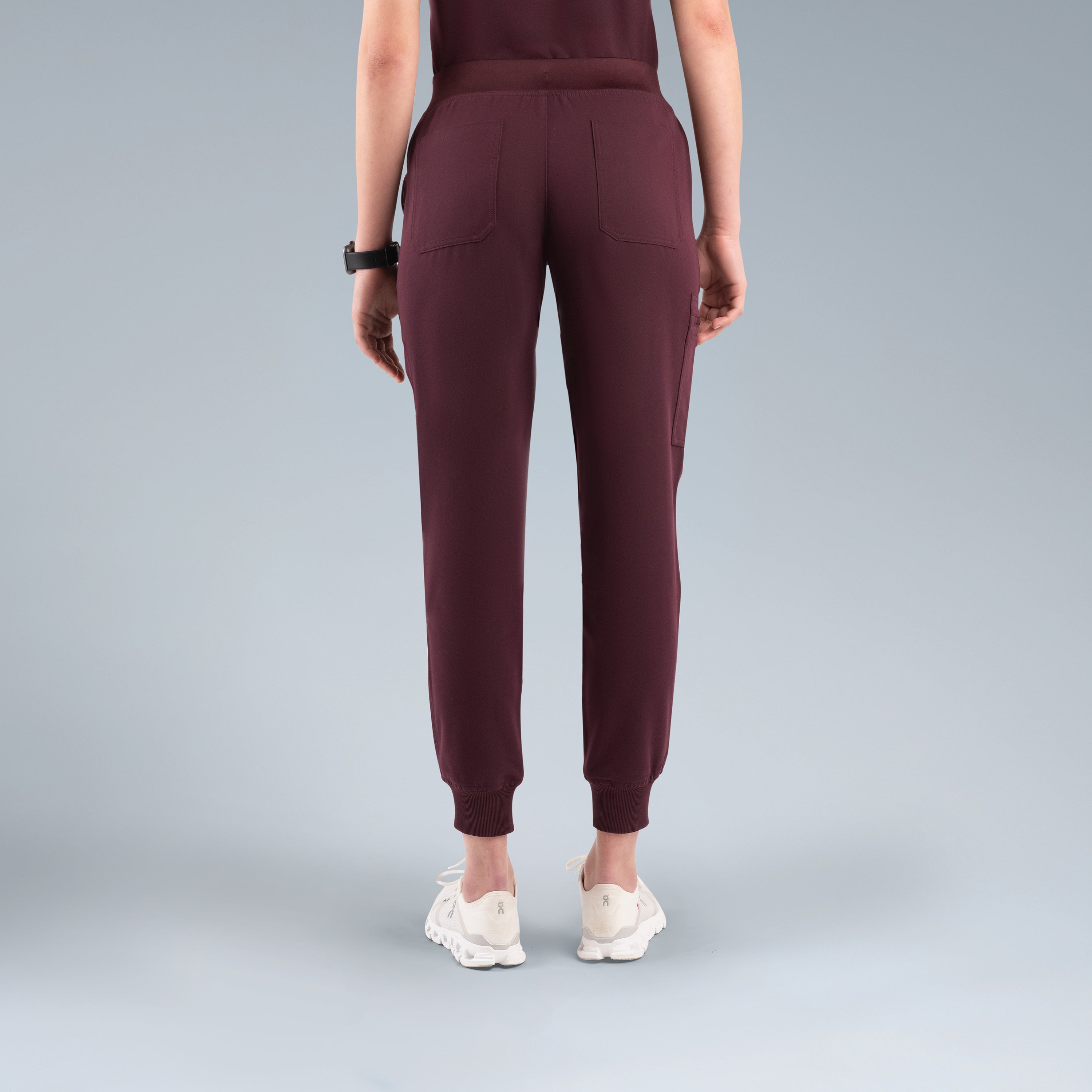 Selena Womens Jogger Scrub Pants Plum Noir