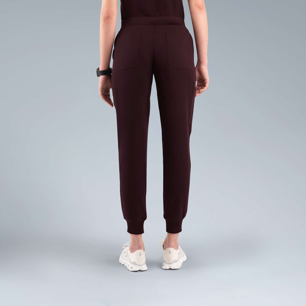 Selena Womens Jogger Scrub Pants Plum Noir